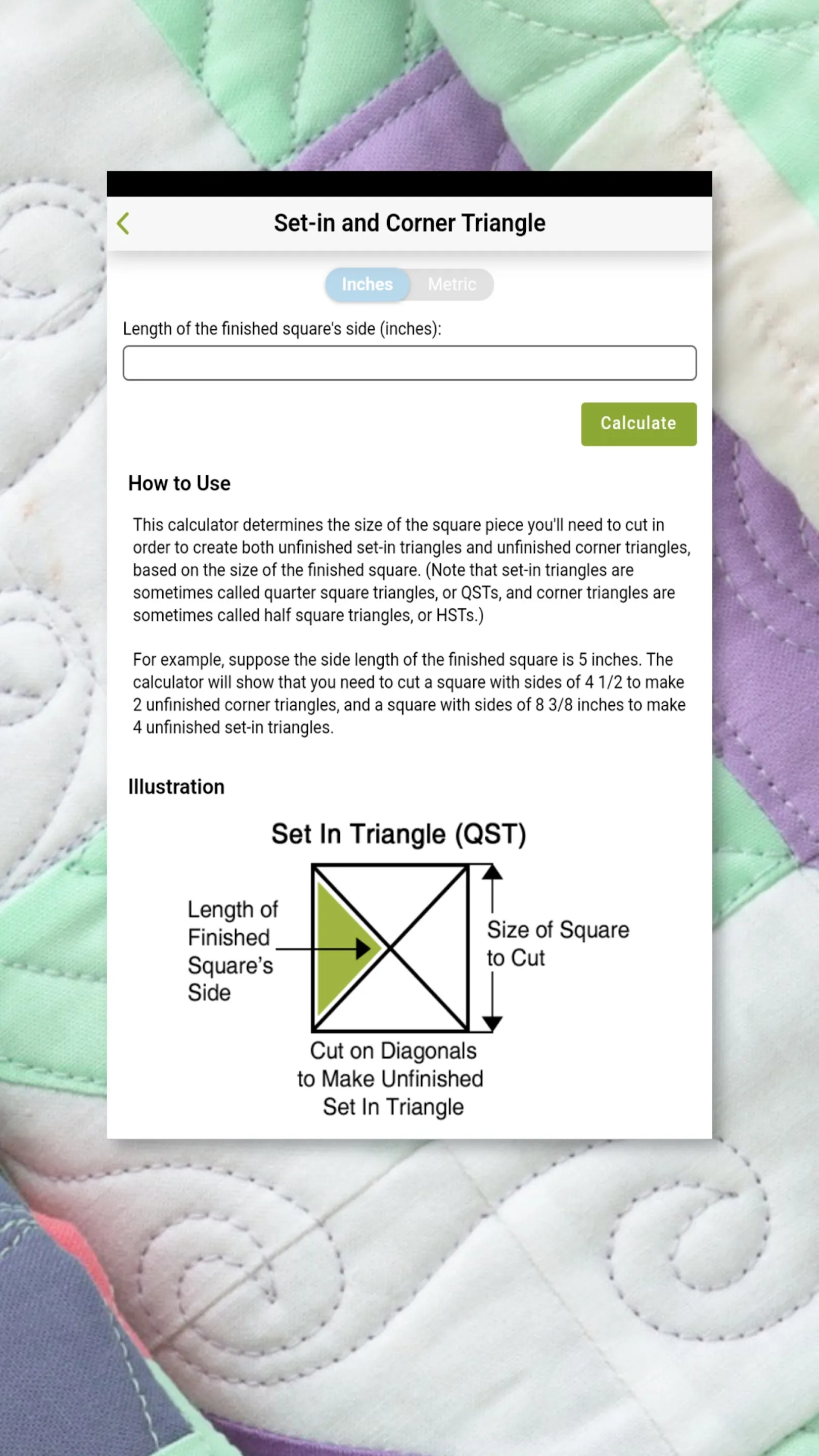 Quilting Calculators | Indus Appstore | Screenshot