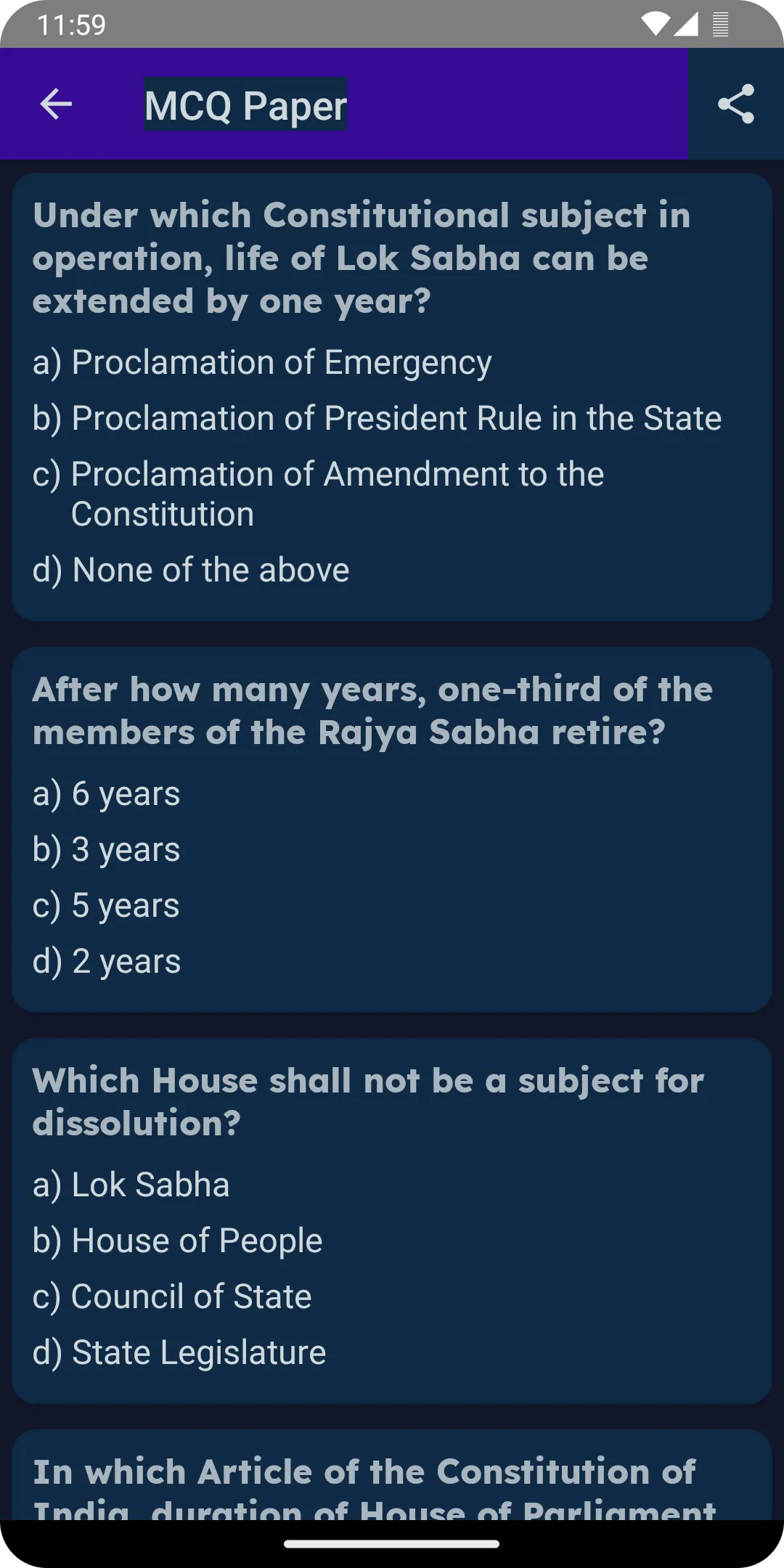 Constitution of India with MCQ | Indus Appstore | Screenshot