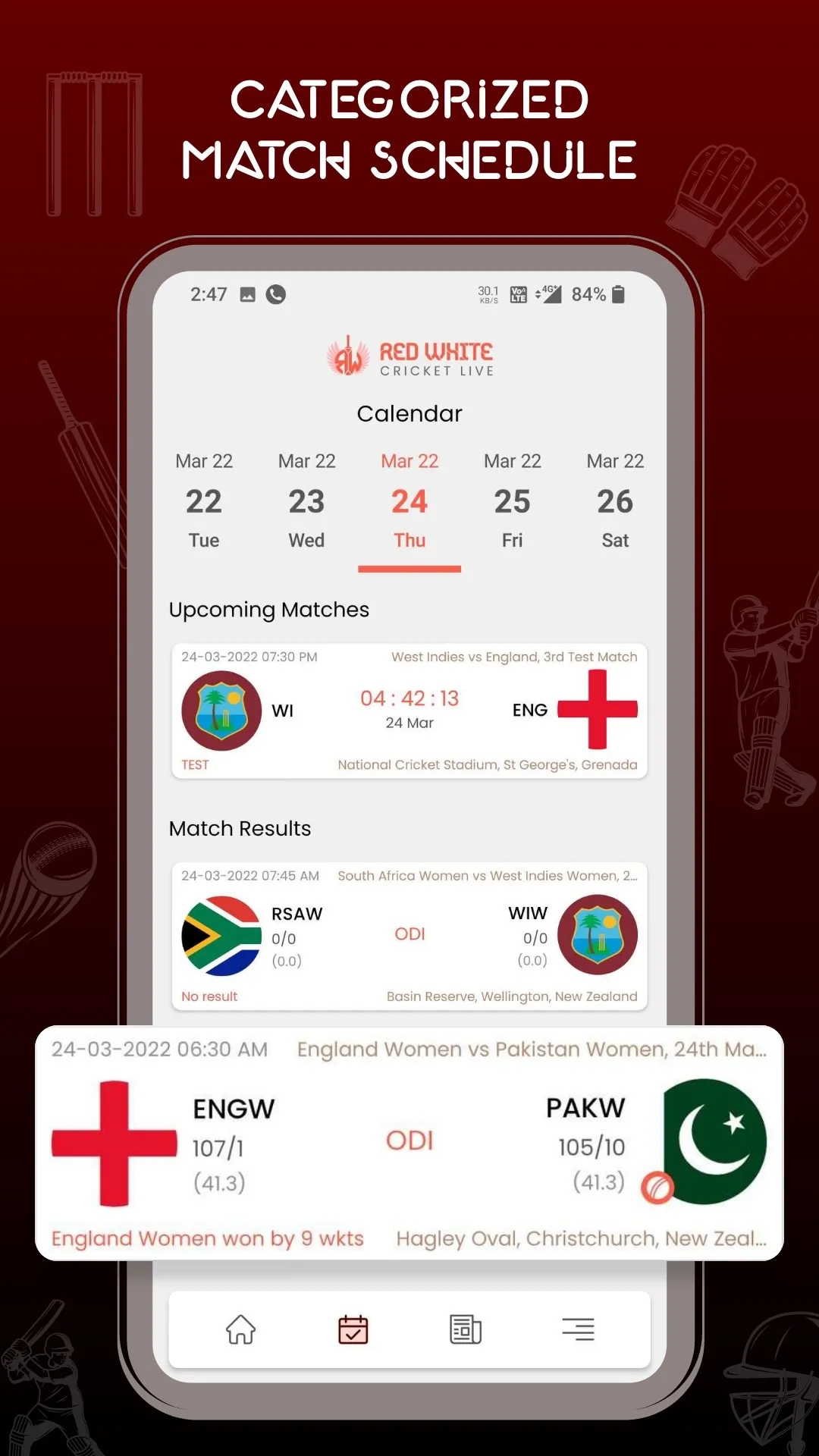 Red White Cricket Live Line | Indus Appstore | Screenshot
