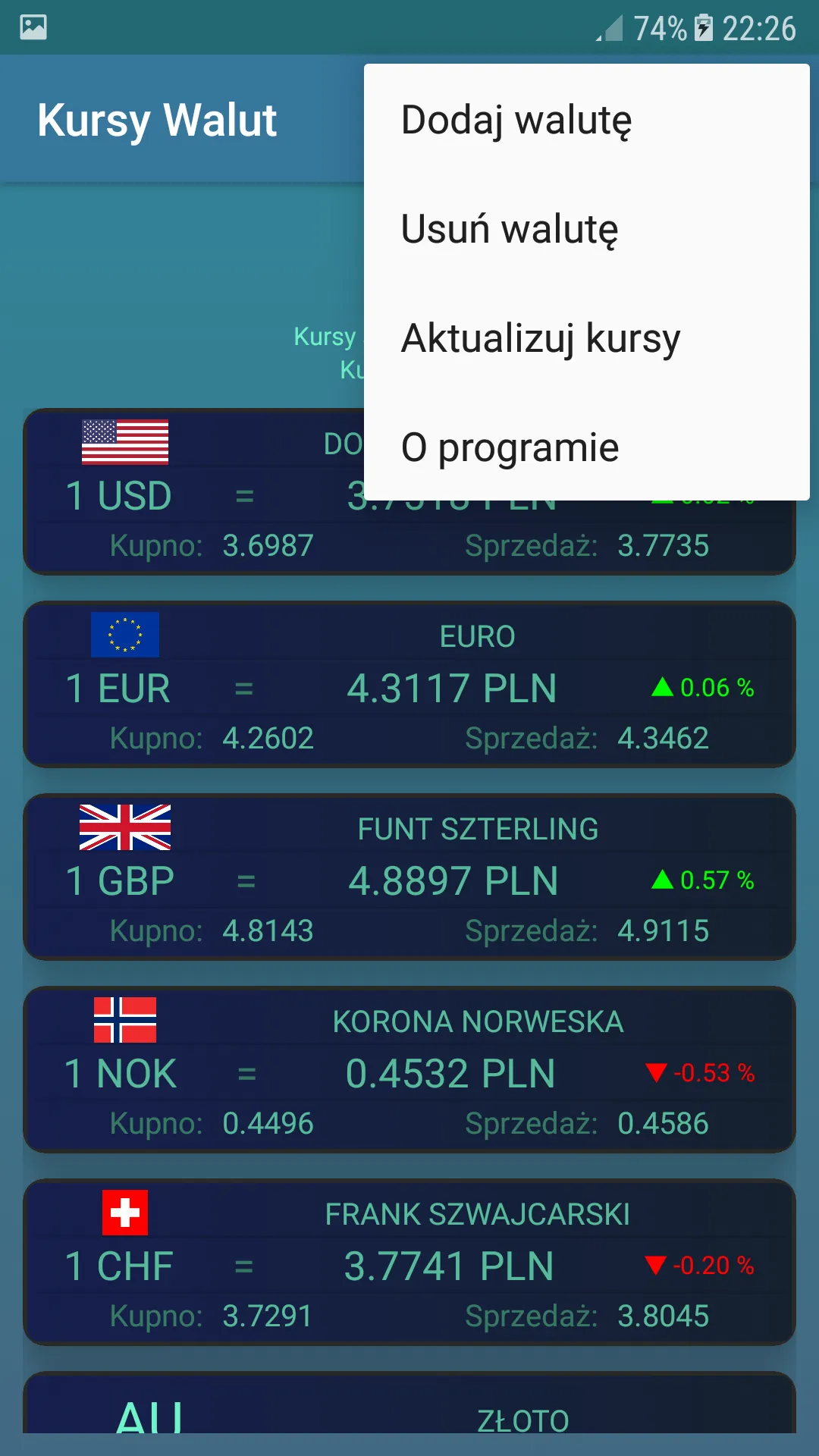 Kursy Walut NBP | Indus Appstore | Screenshot