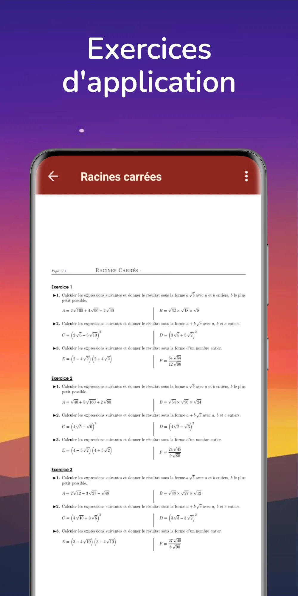 Maths 3ème année collège BIOF | Indus Appstore | Screenshot