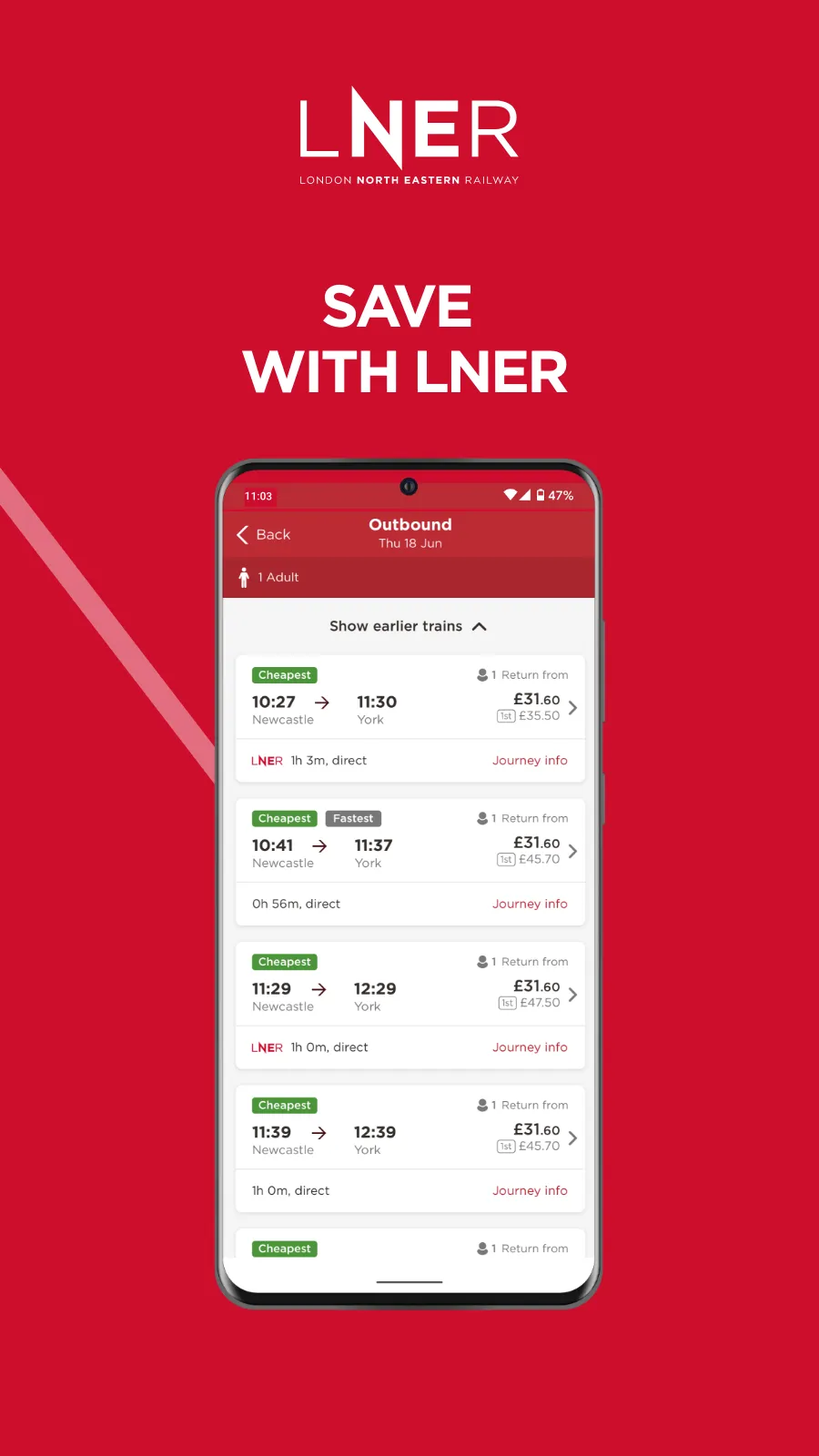 LNER | Train Times & Tickets | Indus Appstore | Screenshot