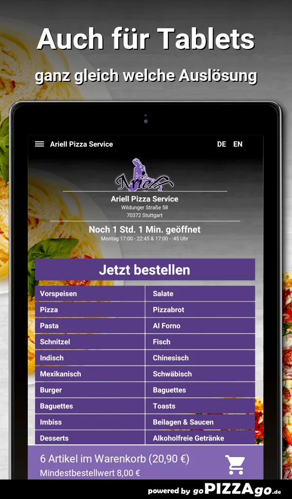 Ariell Pizza Service Stuttgart | Indus Appstore | Screenshot