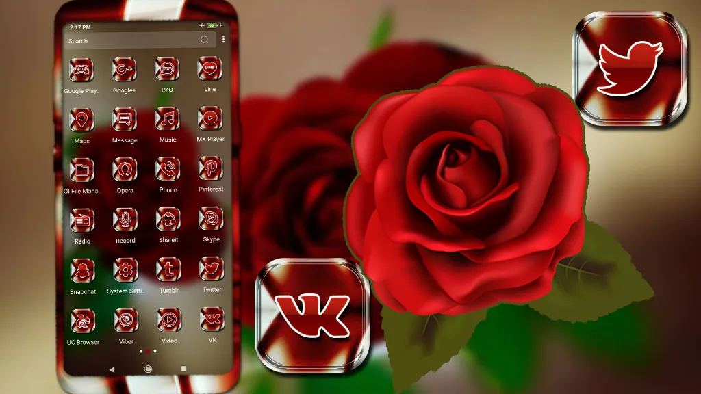 Red Rose Launcher Theme | Indus Appstore | Screenshot