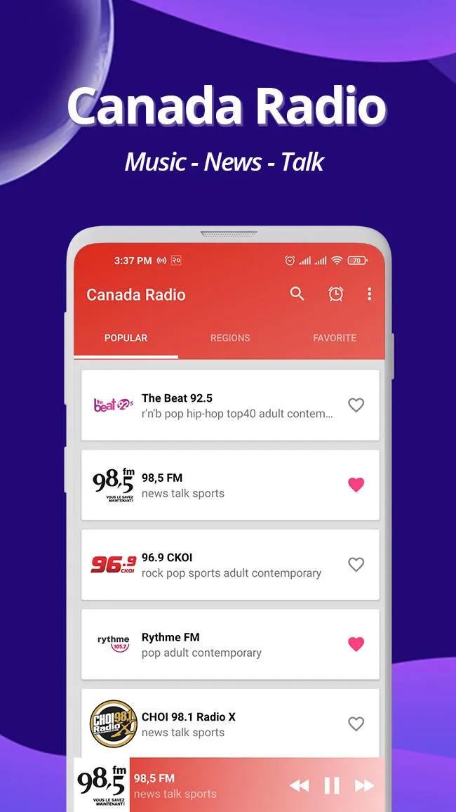 Canada Radio - Online FM Radio | Indus Appstore | Screenshot