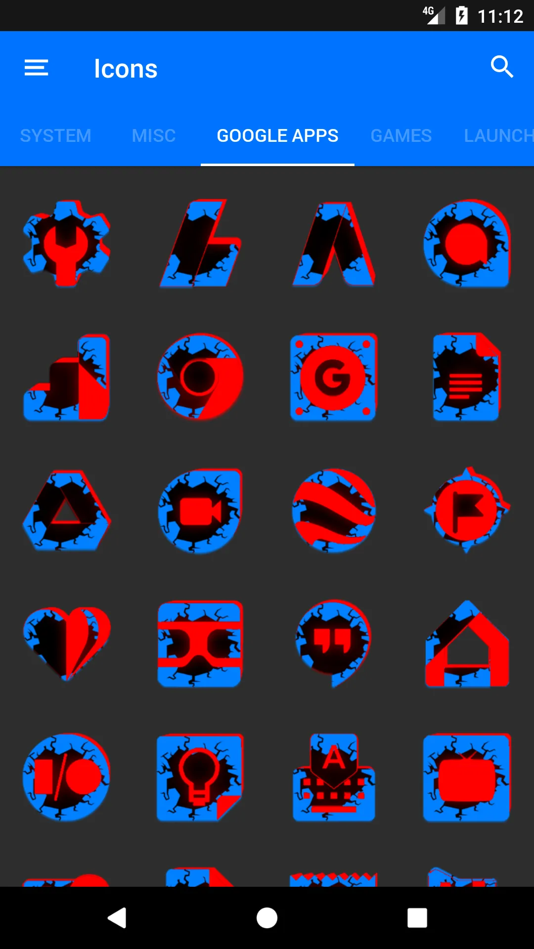 Cracked Red and Blue Icon Pack | Indus Appstore | Screenshot