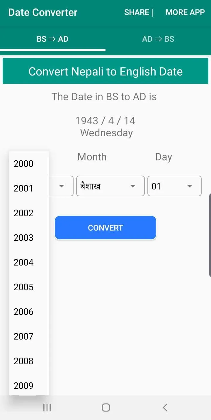 BS to AD Nepali Date Converter | Indus Appstore | Screenshot