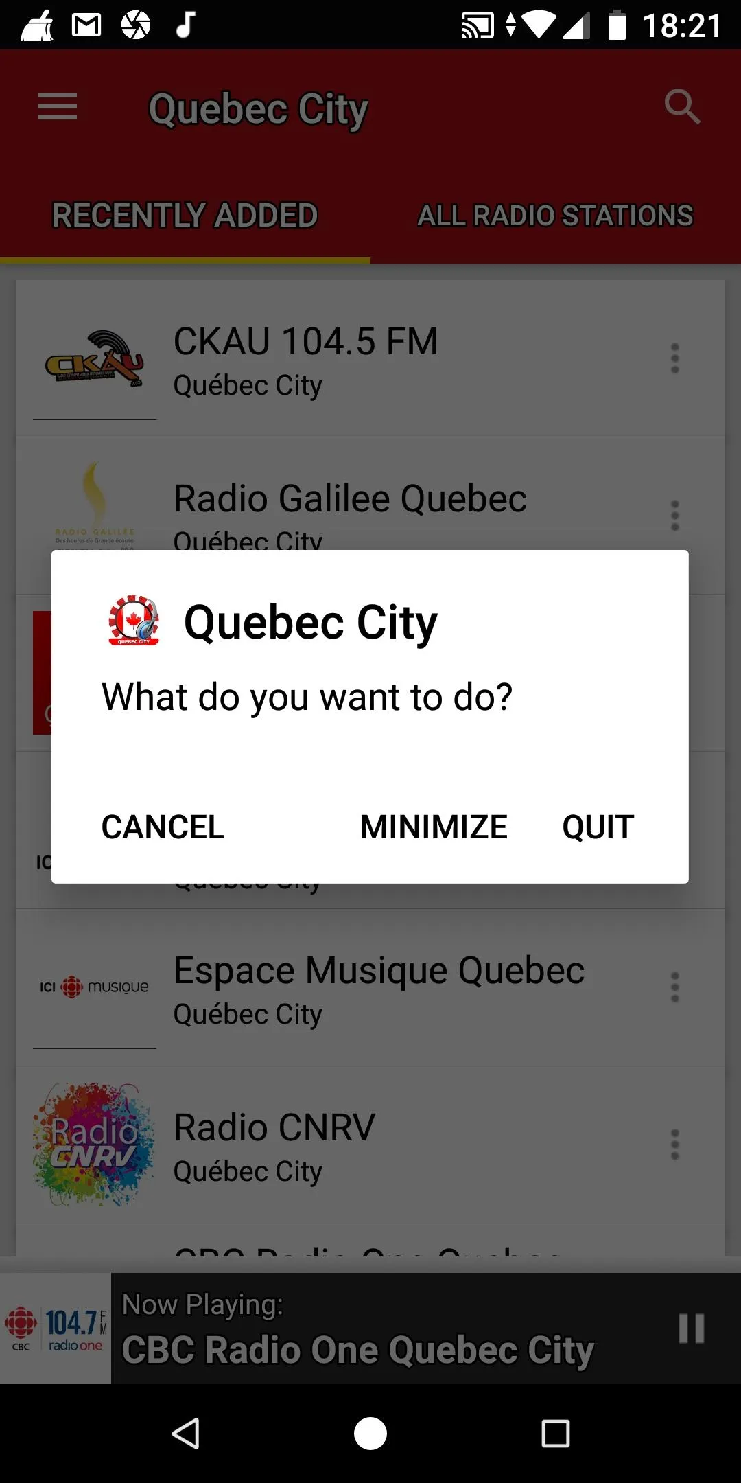 Quebec City Radio Stations | Indus Appstore | Screenshot