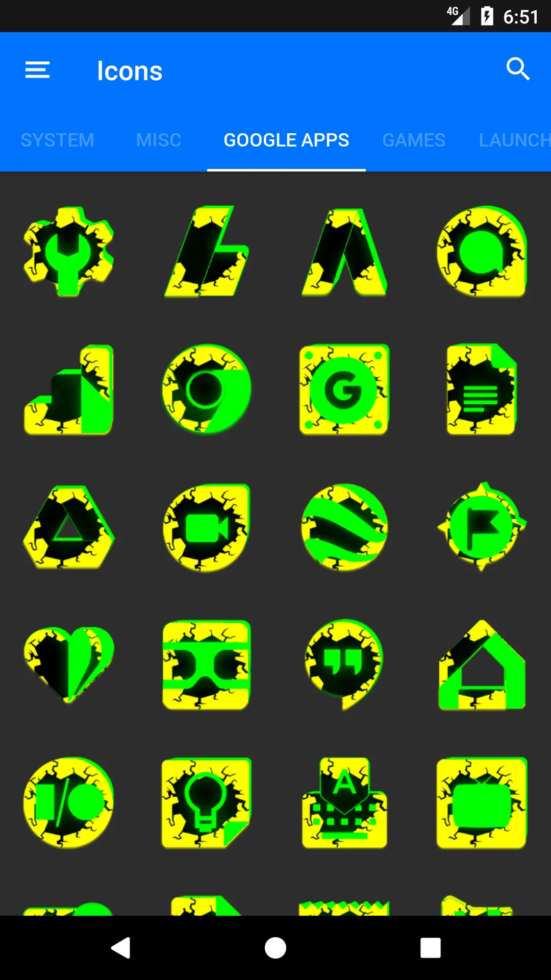 Cracked Yellow Green Icon Pack | Indus Appstore | Screenshot