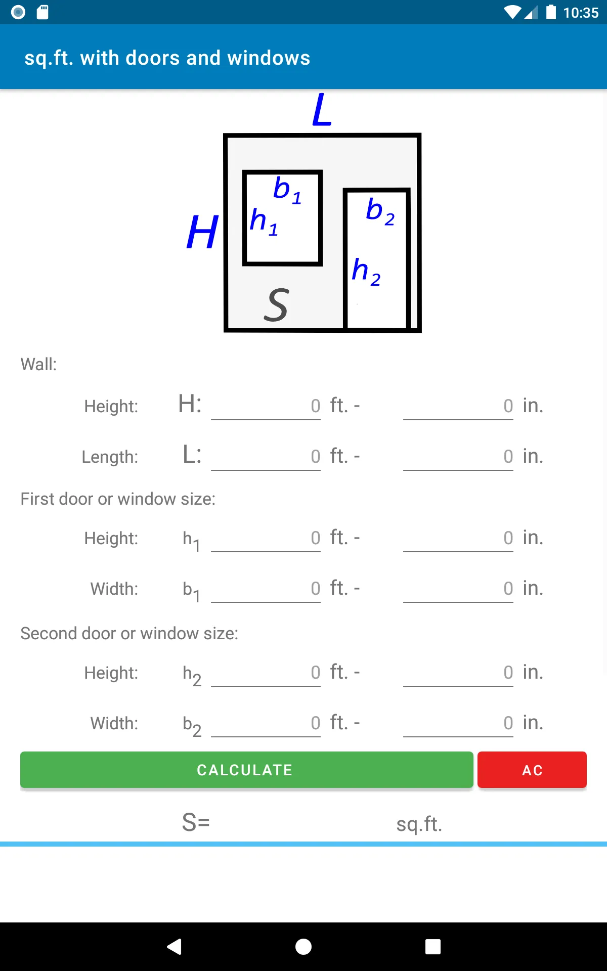 sq. ft. - calculator - ft2 | Indus Appstore | Screenshot