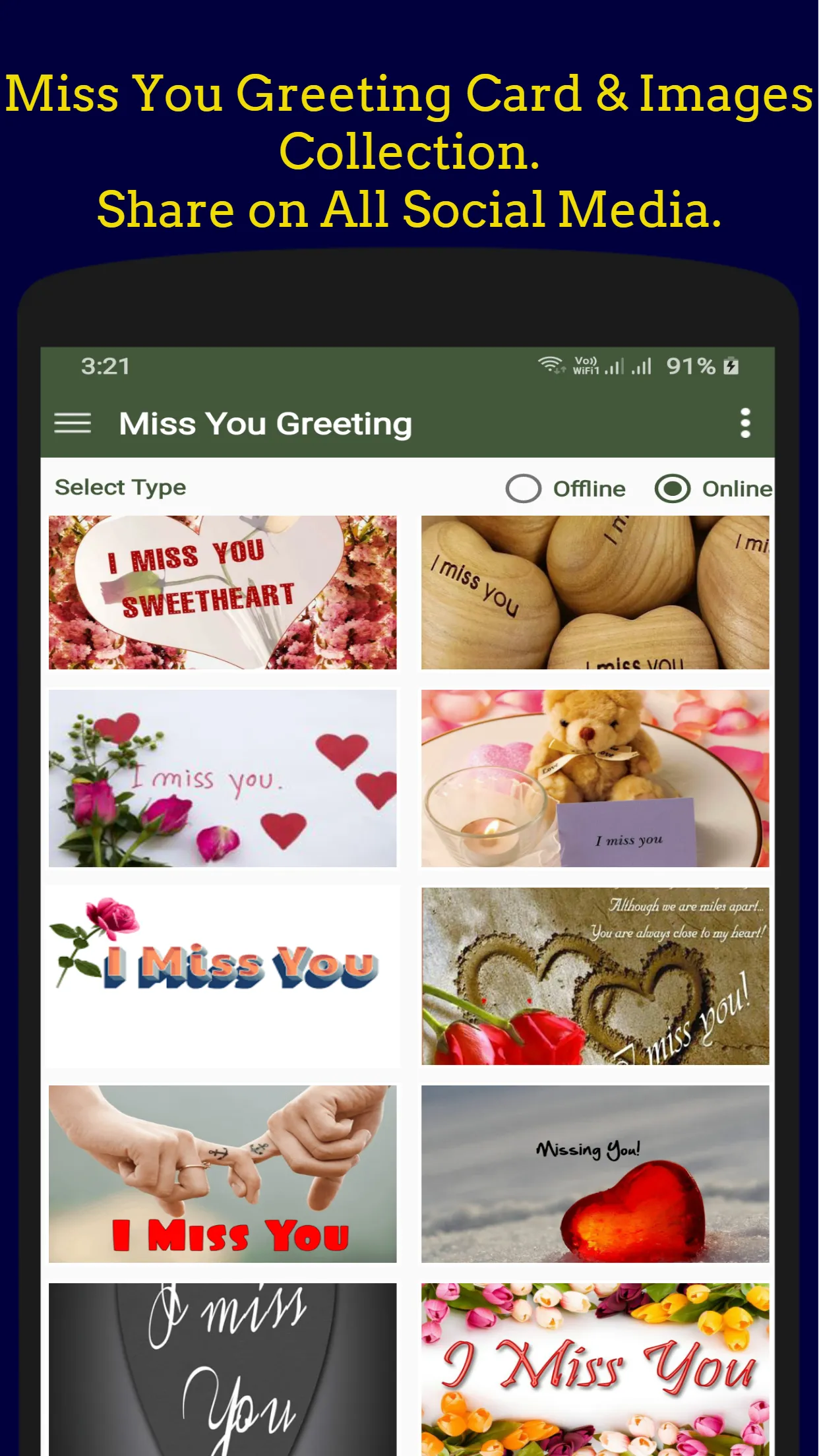 Miss You Greeting Collection. | Indus Appstore | Screenshot