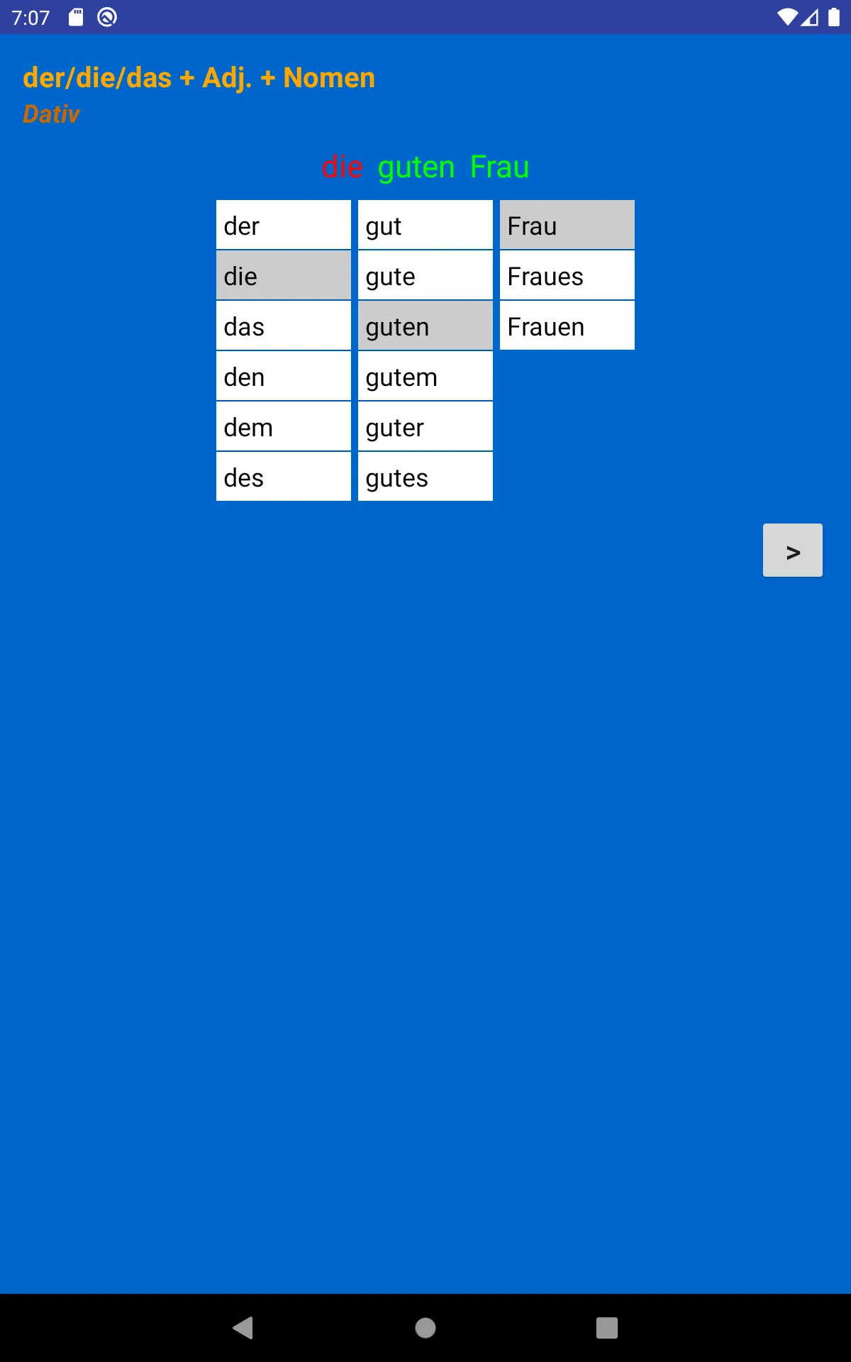 German Adjective Endings | Indus Appstore | Screenshot