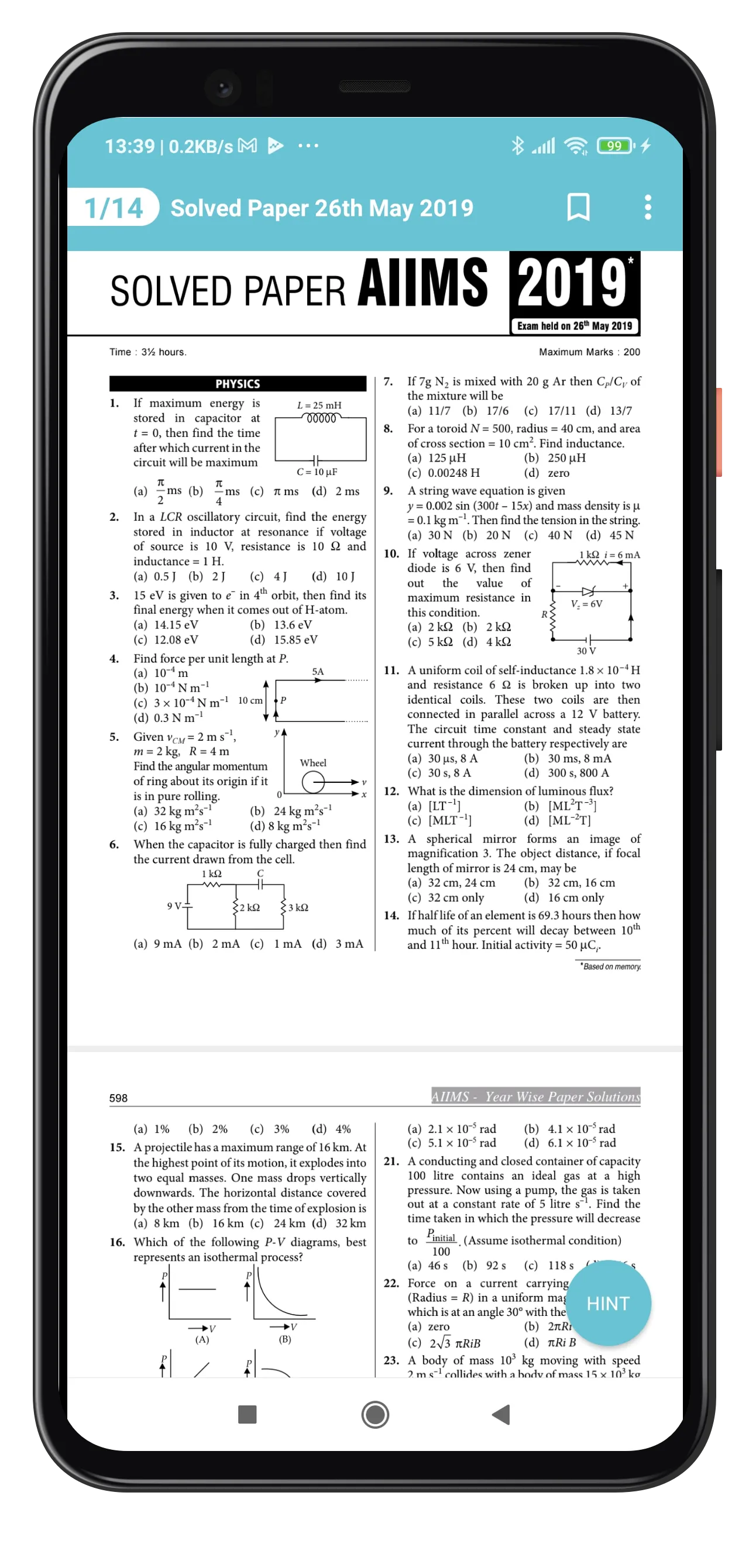 PHYSICS: AIIMS PAST YEAR PAPER | Indus Appstore | Screenshot