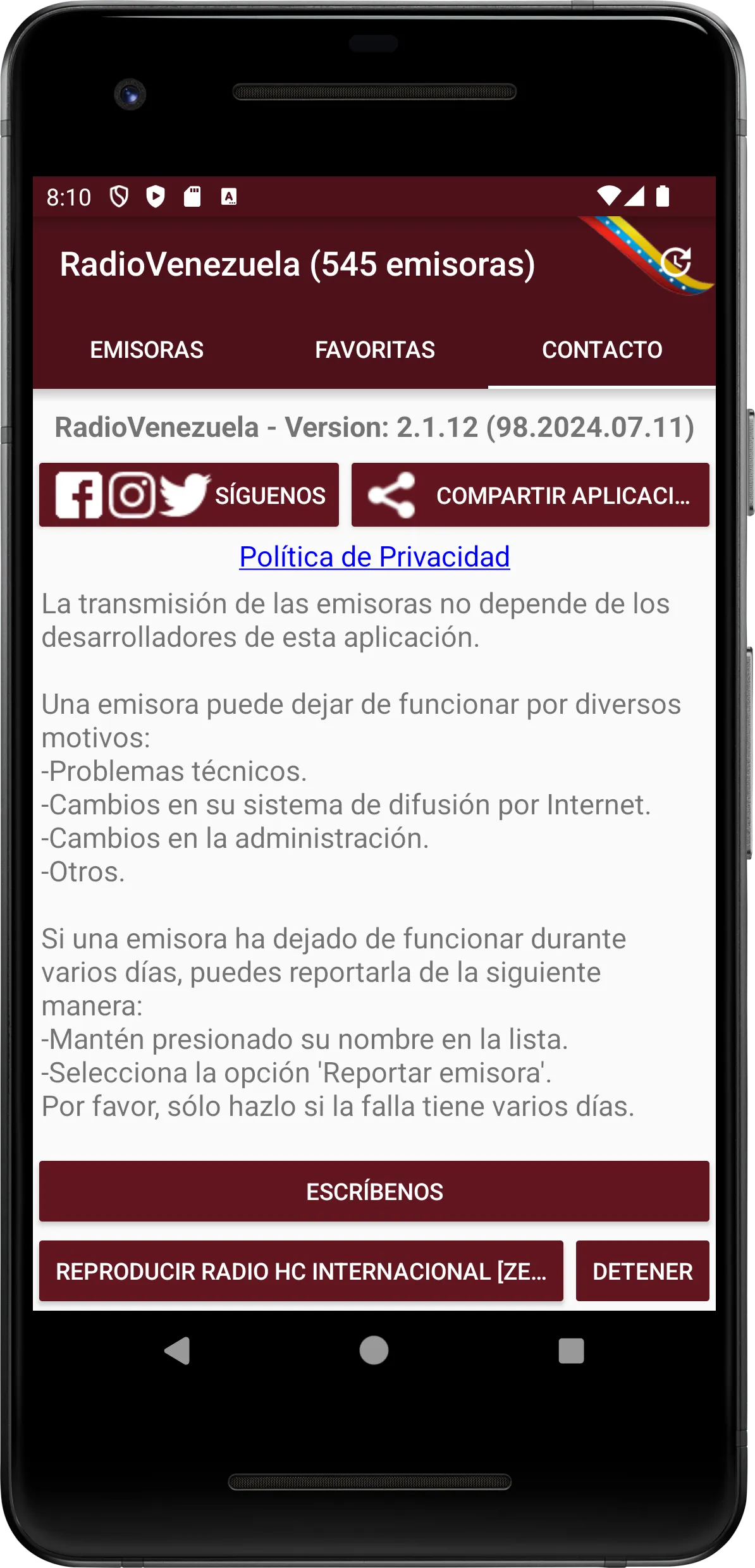 RadioVenezuela: 500+ stations | Indus Appstore | Screenshot