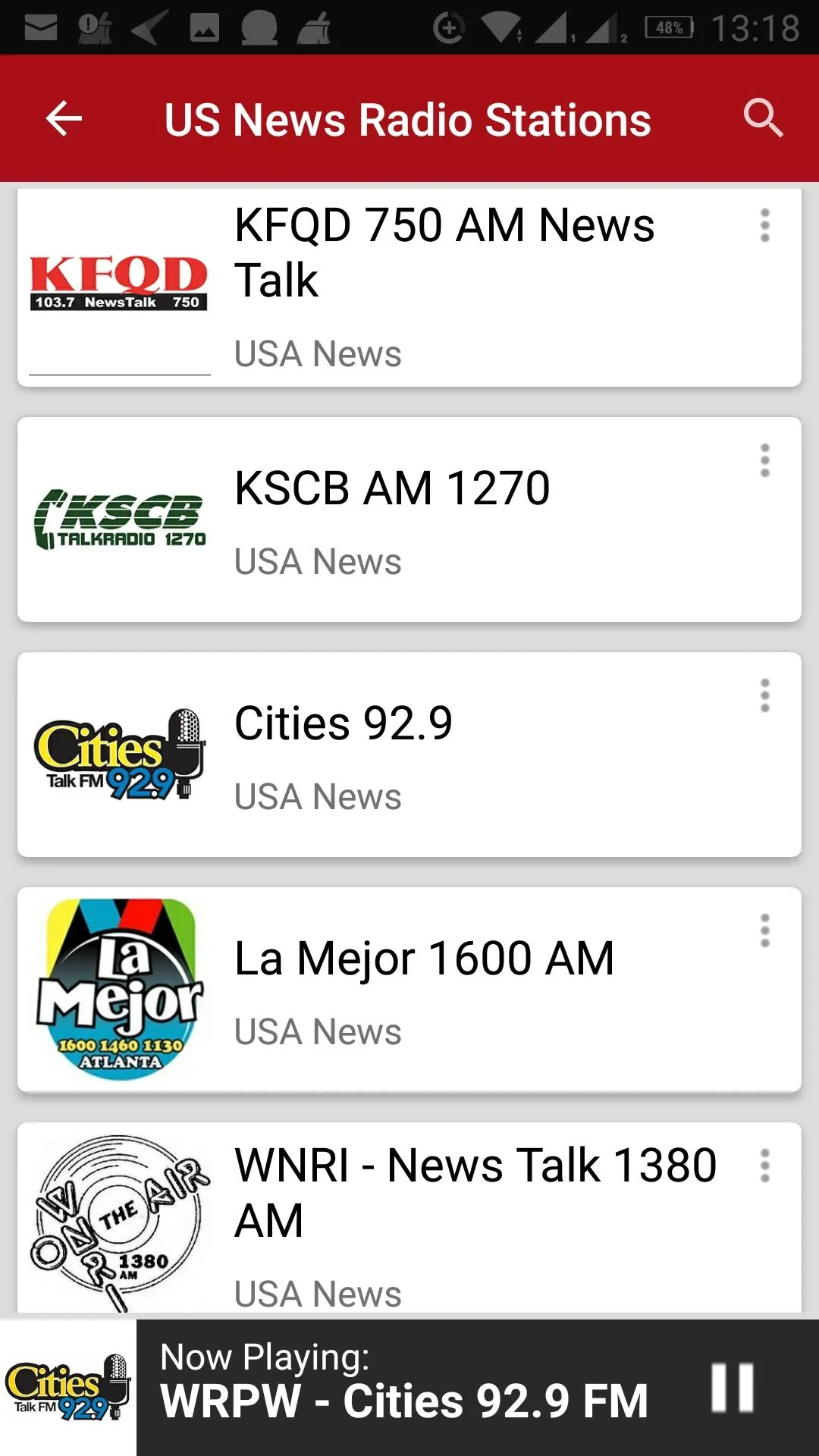 USA News Radio Stations | Indus Appstore | Screenshot