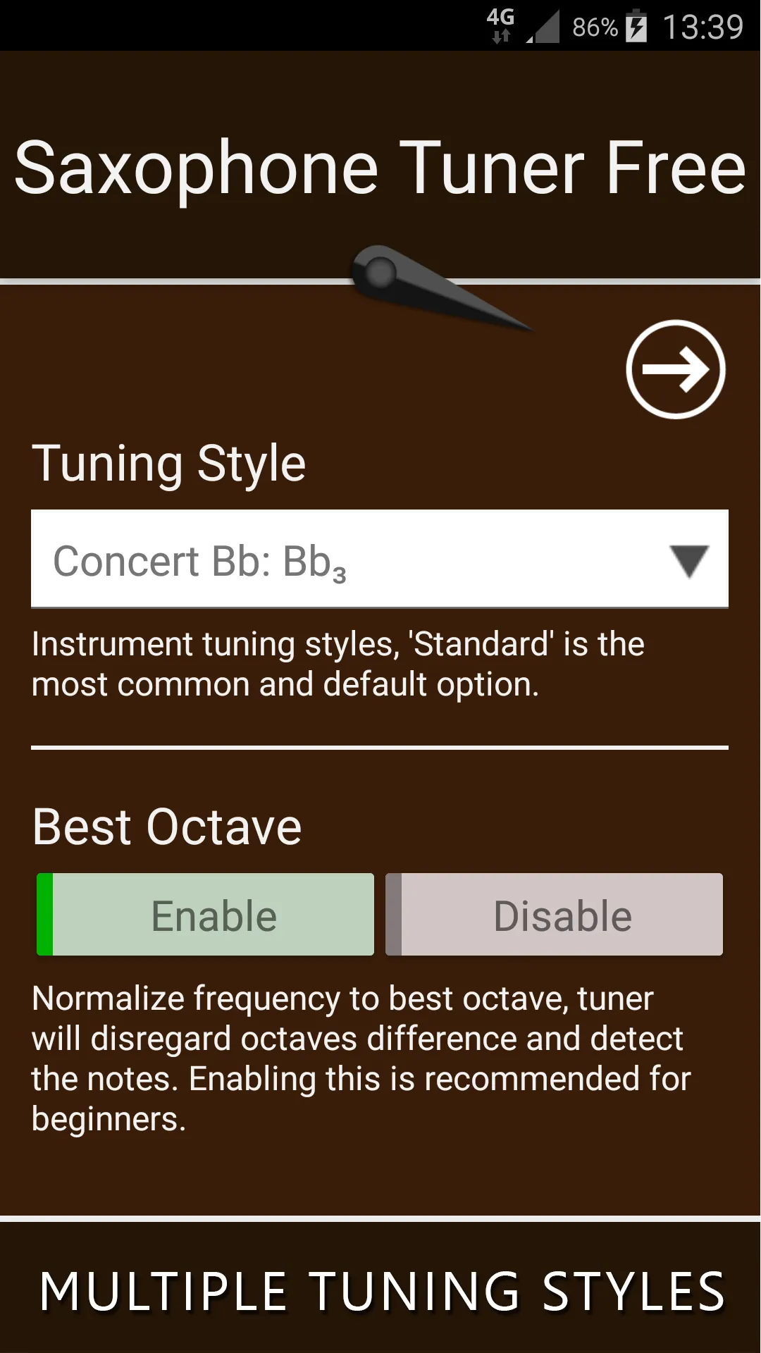 Saxophone Tuner | Indus Appstore | Screenshot