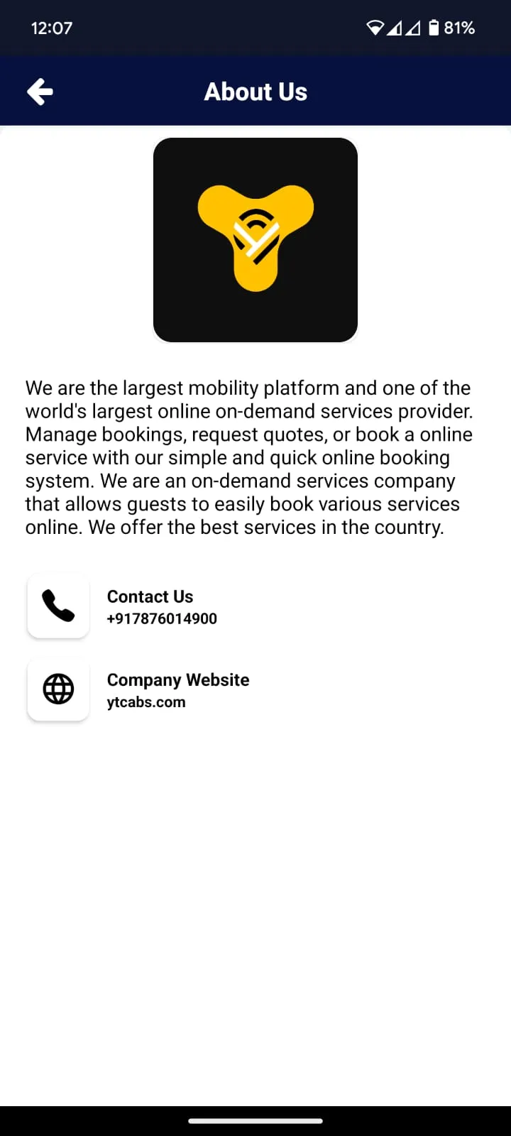 YT Cabs | Indus Appstore | Screenshot