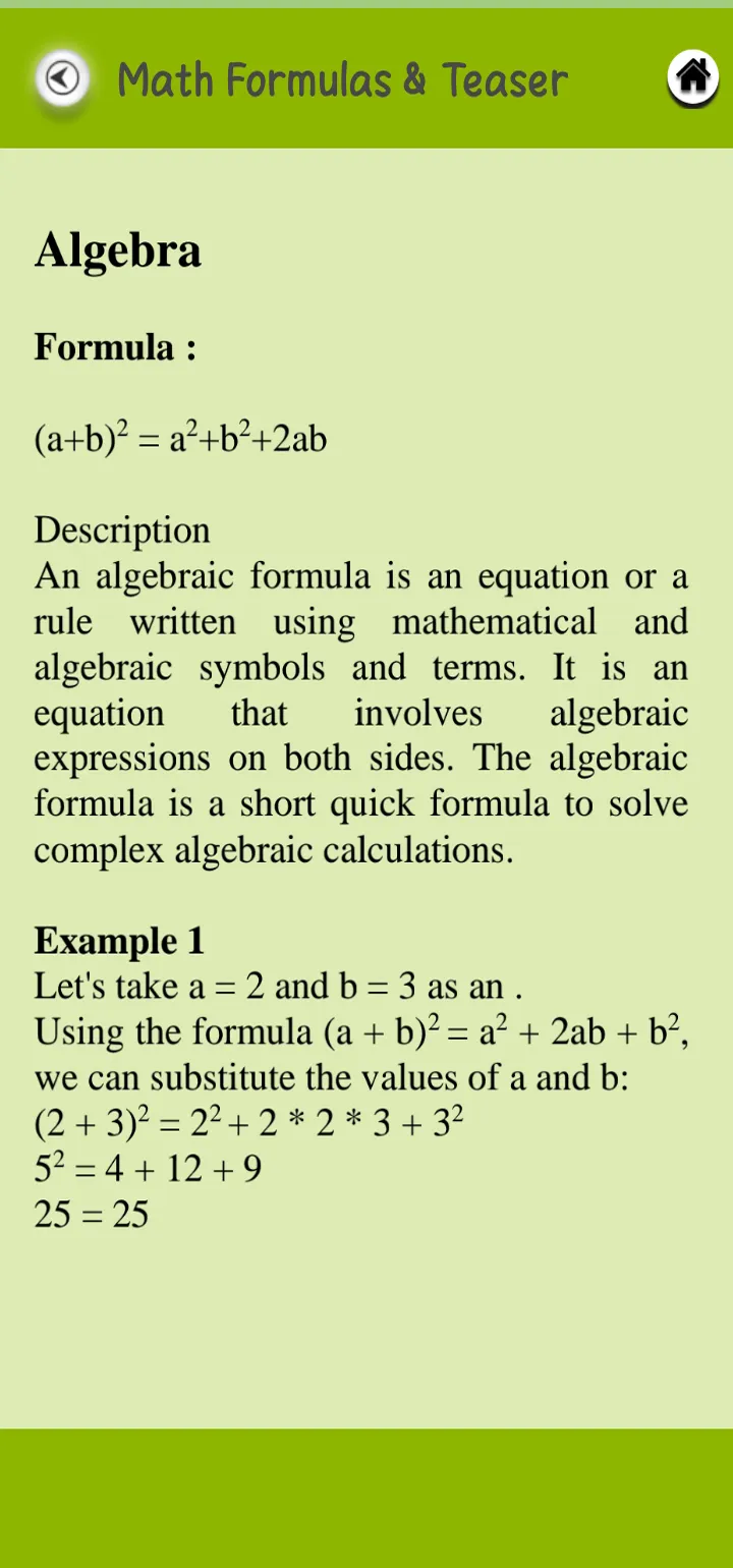 Maths Formulas & Brain Teaser | Indus Appstore | Screenshot