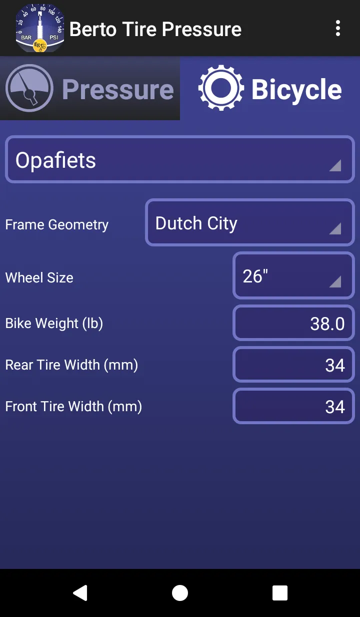 Bicycle Tire Pressure Demo | Indus Appstore | Screenshot