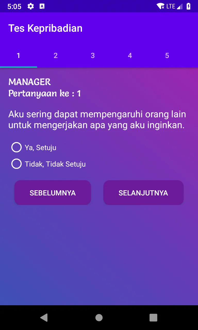 Tes Personaliti / Kepribadian | Indus Appstore | Screenshot