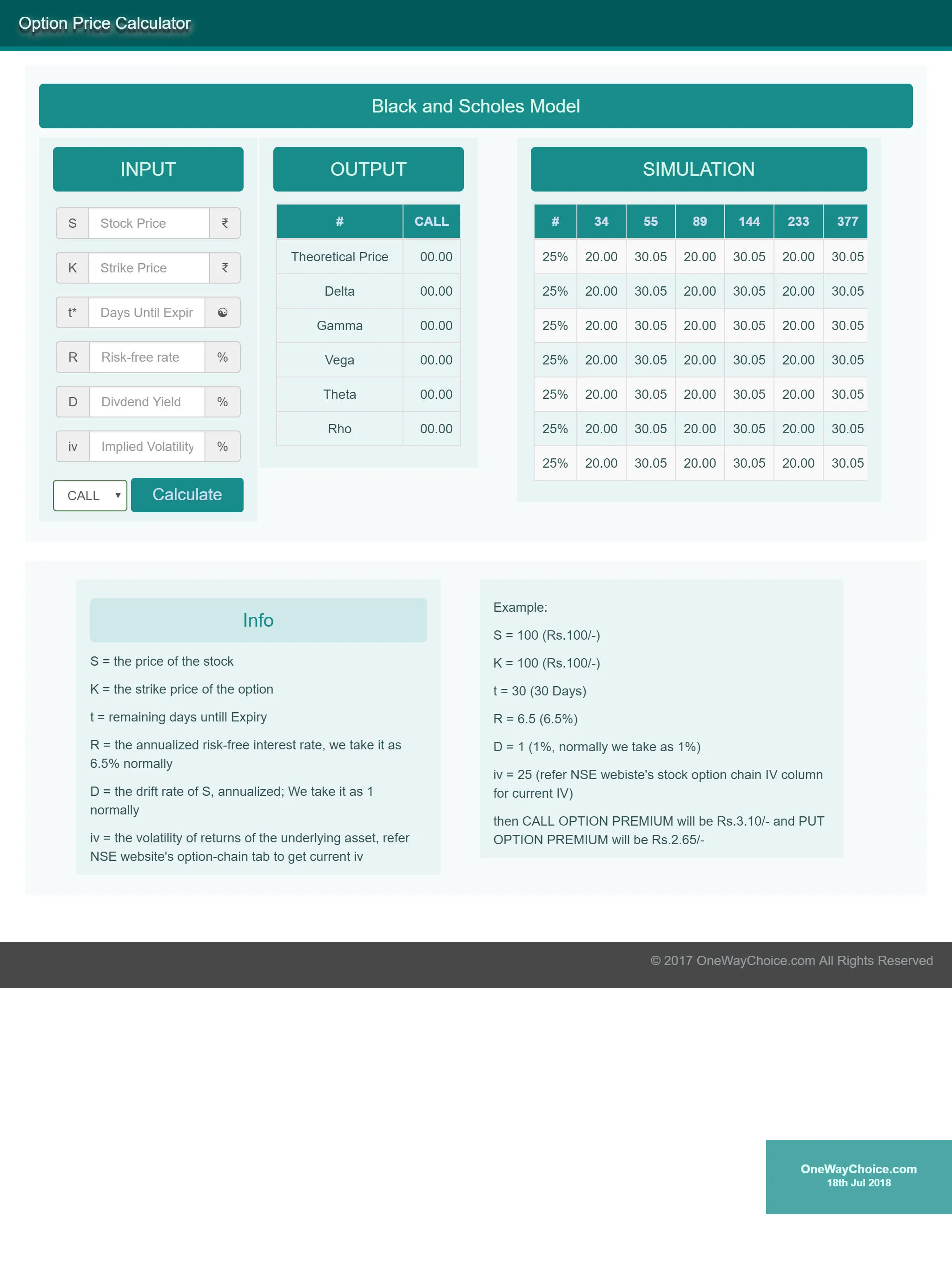 Option Calculator & Pricing | Indus Appstore | Screenshot