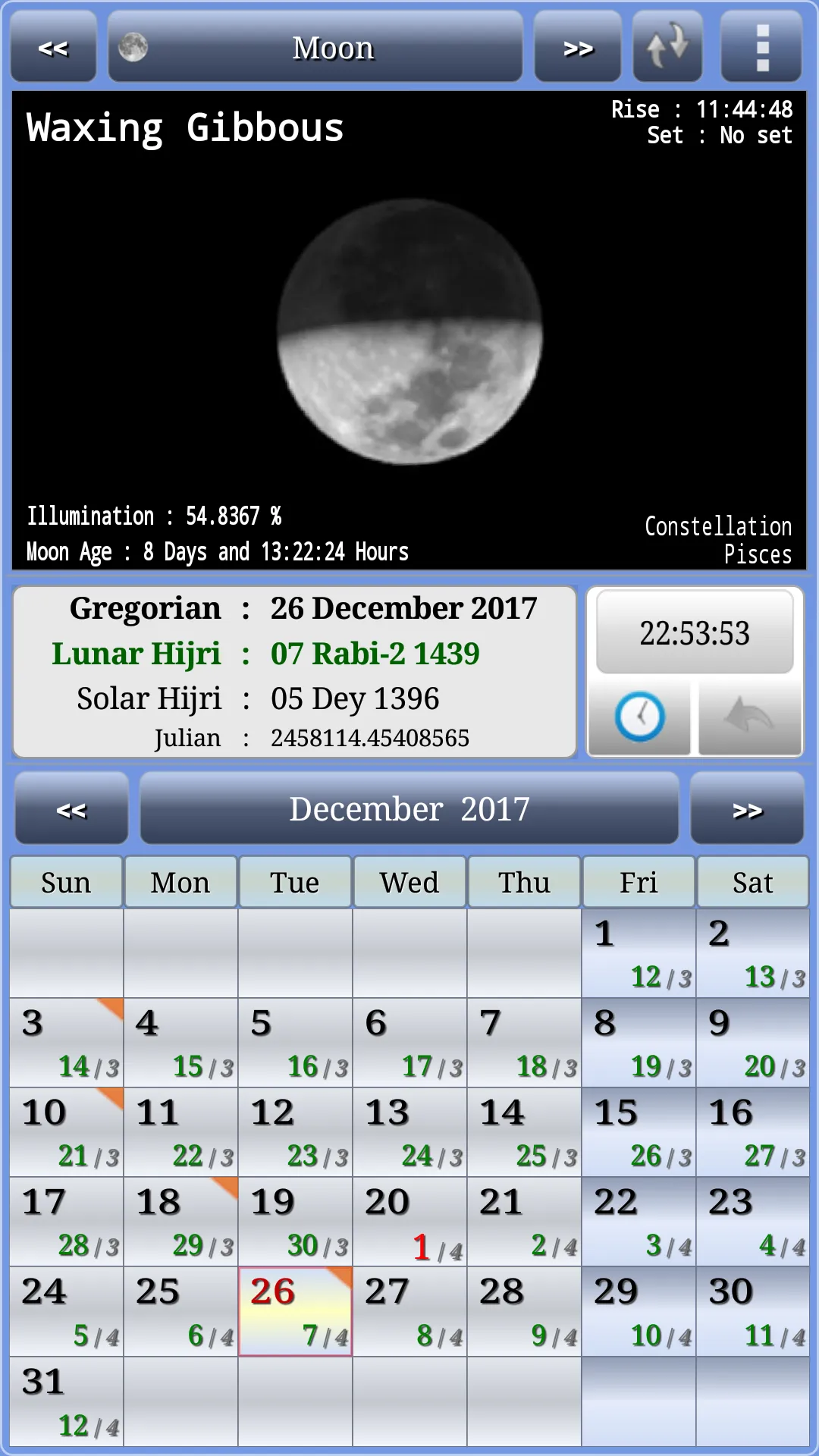 Sun & Moon Calendar | Indus Appstore | Screenshot