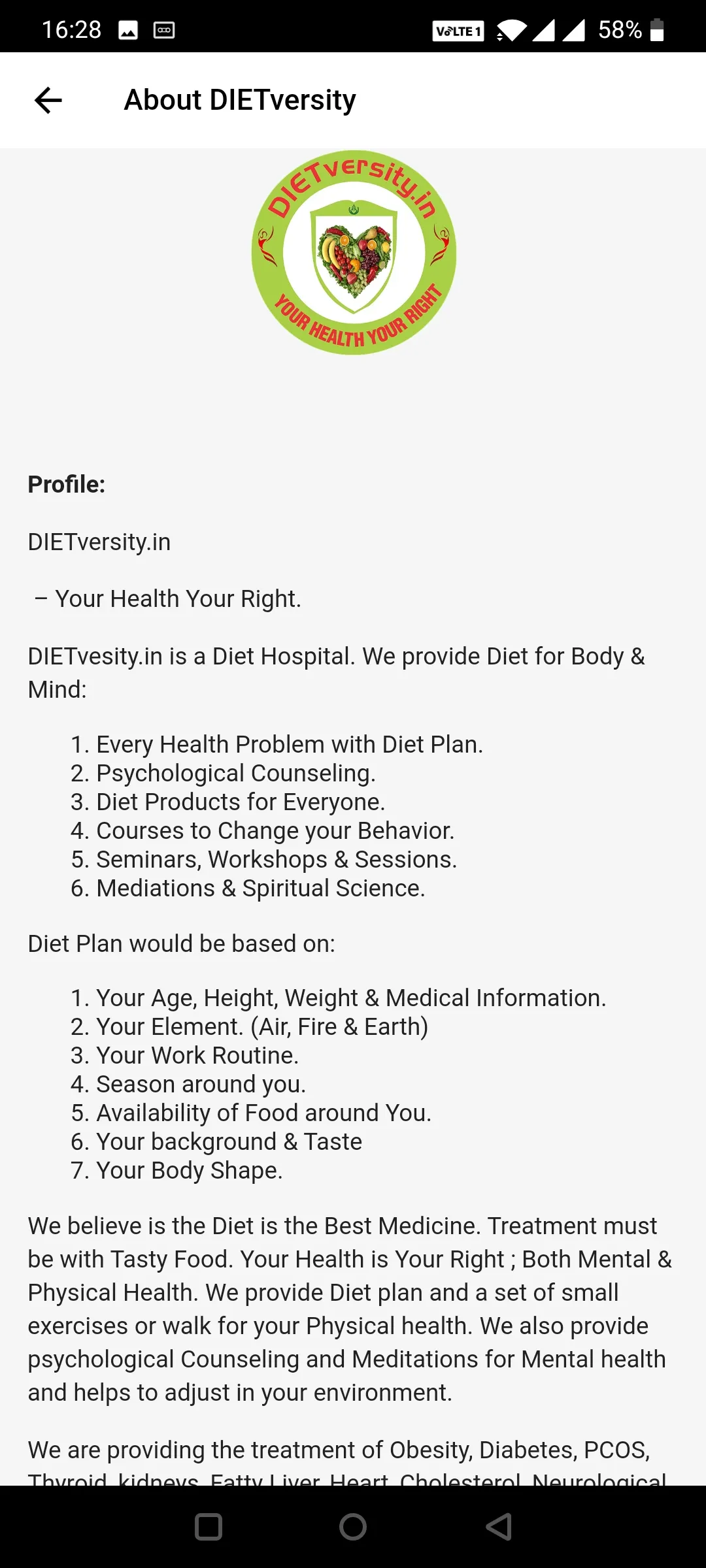 Diet University | Indus Appstore | Screenshot