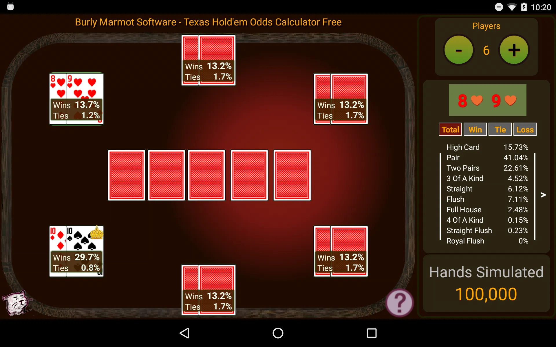 Hold'em Odds Calculator | Indus Appstore | Screenshot