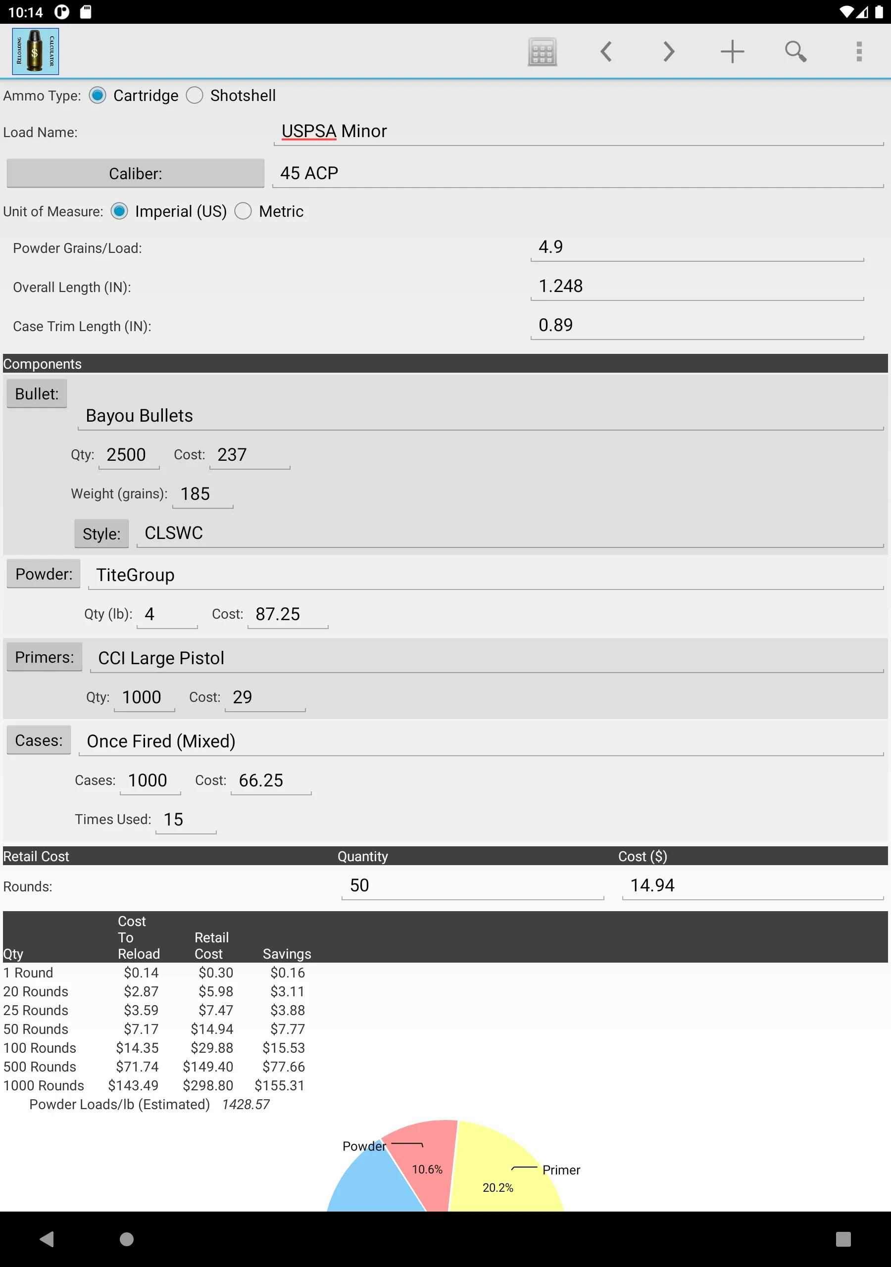 Reloading Calculator - Ammo | Indus Appstore | Screenshot