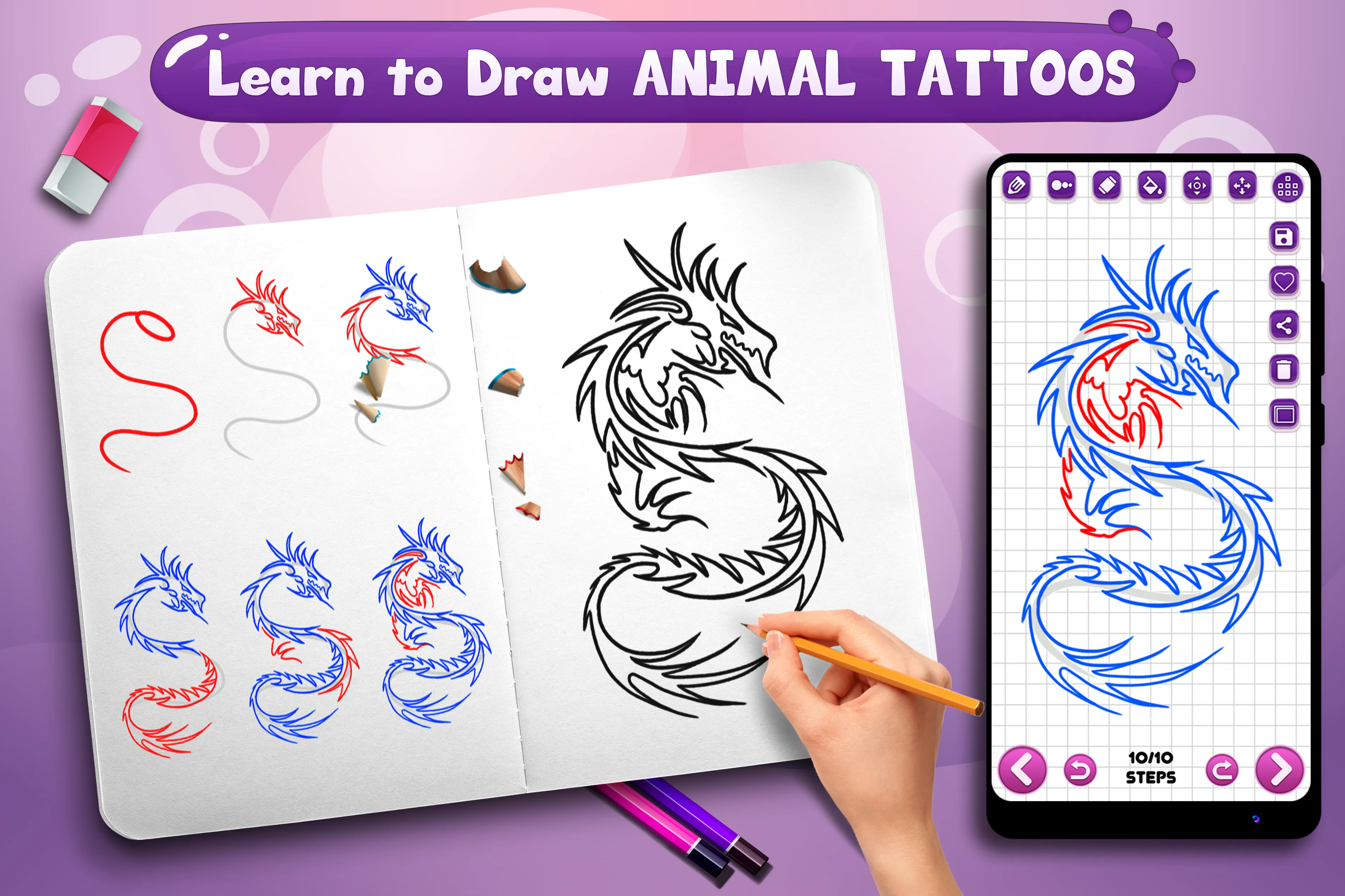 Learn to Draw Animal Tattoos | Indus Appstore | Screenshot