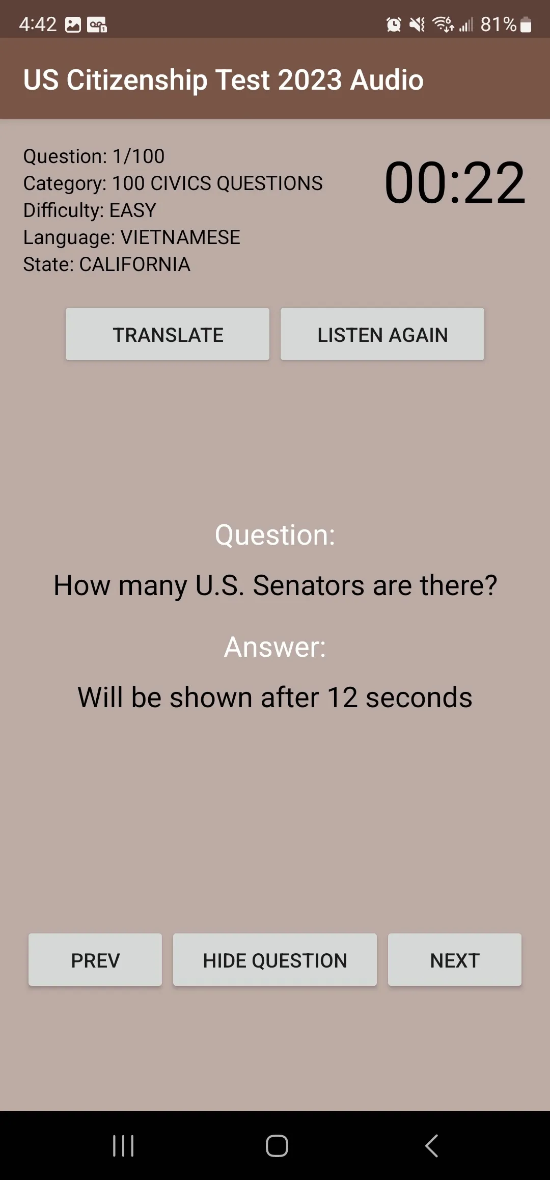 US Citizenship Test 2023 Audio | Indus Appstore | Screenshot