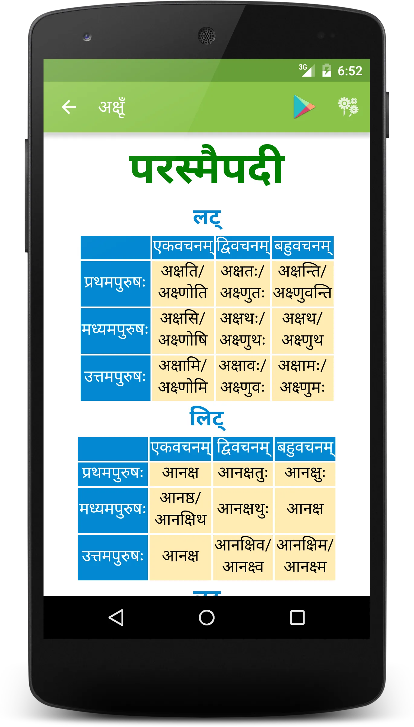 Dhaatu Roopmala | Sanskrit ONL | Indus Appstore | Screenshot