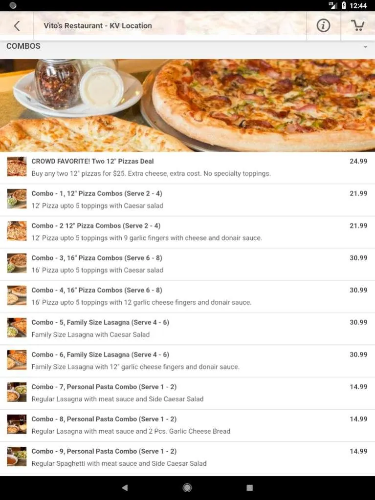 Vito's Restaurants | Indus Appstore | Screenshot