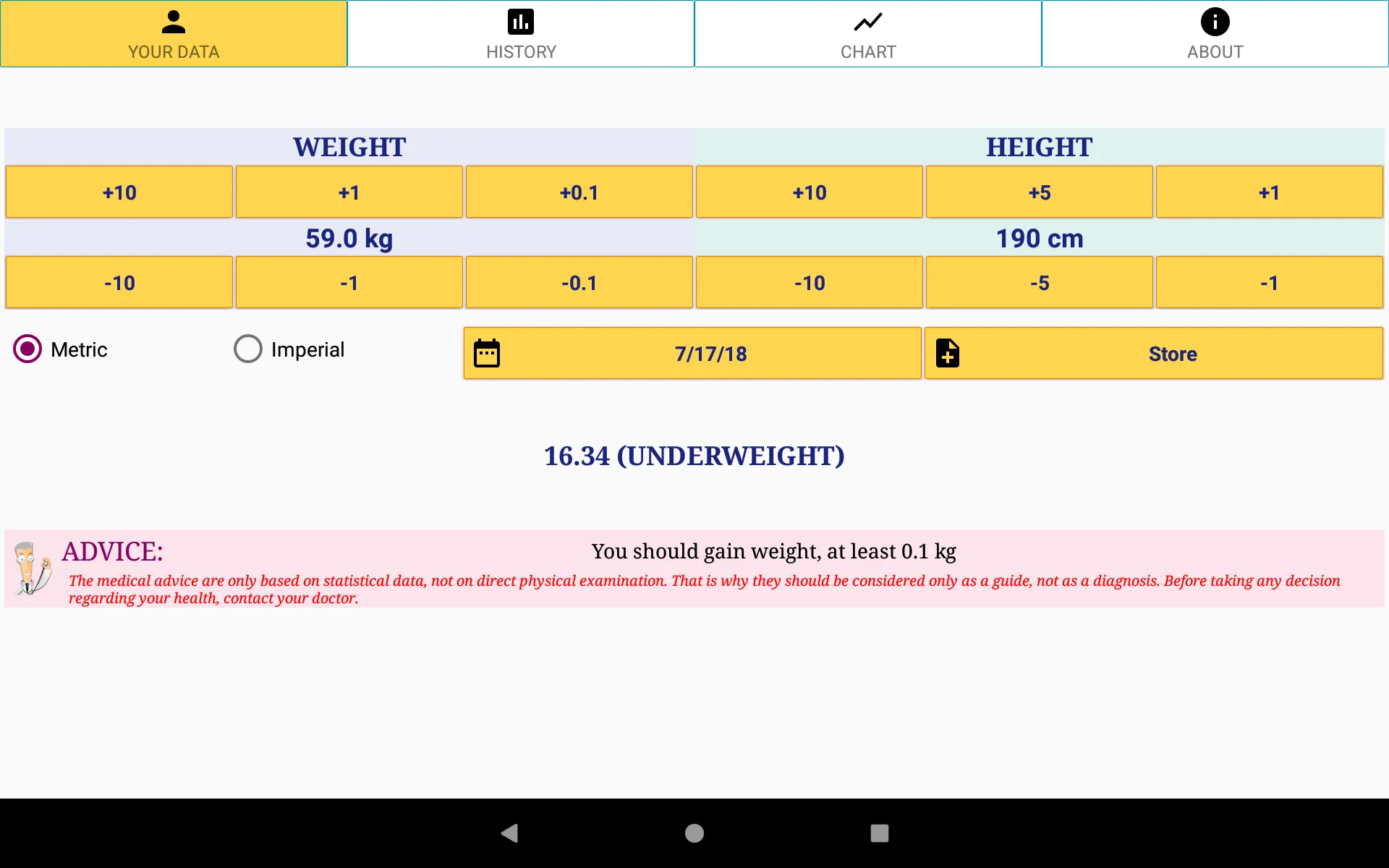 BMI & Ideal Weight Calculator | Indus Appstore | Screenshot