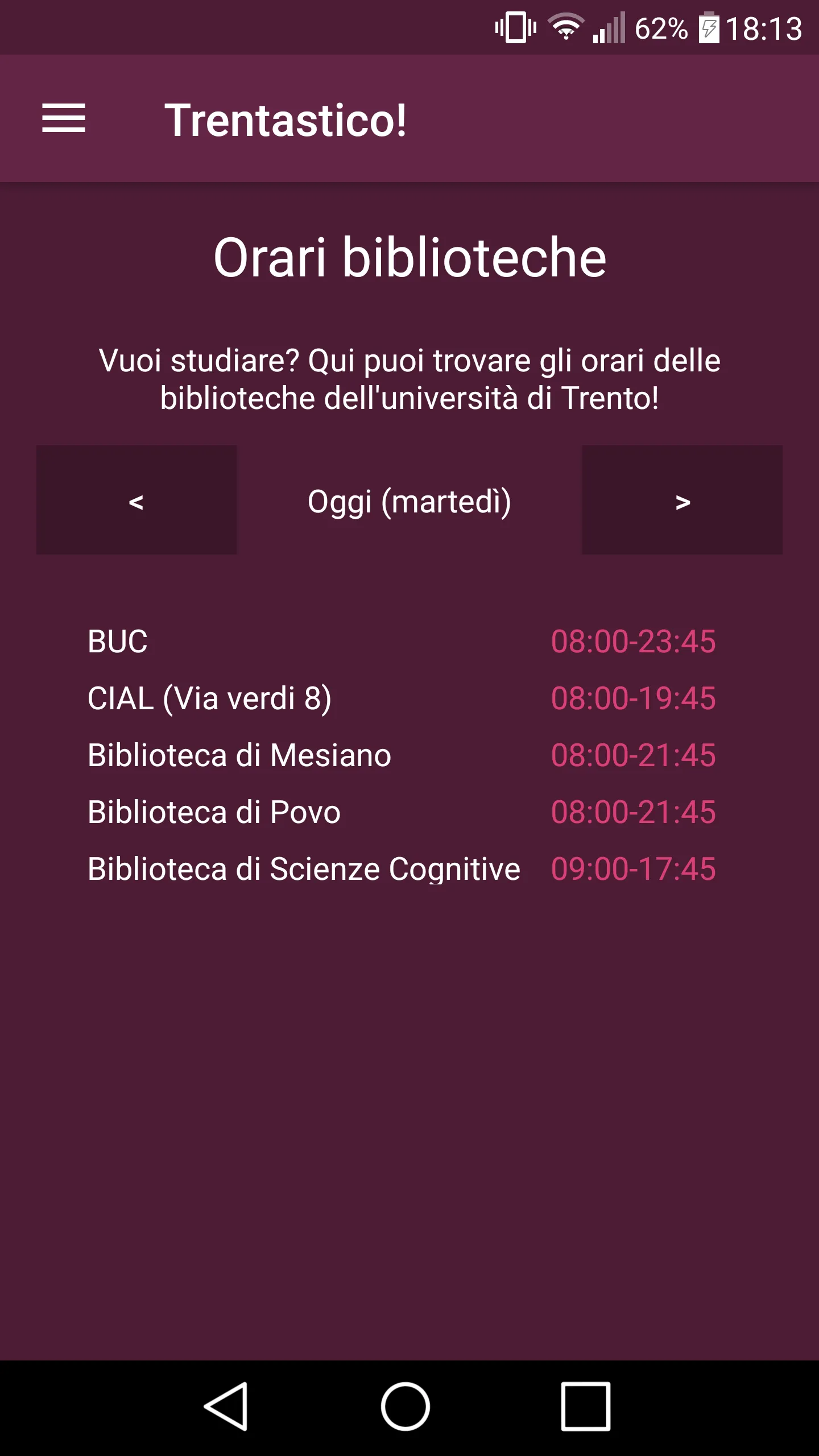 Trentastico! - Orari UniTN | Indus Appstore | Screenshot