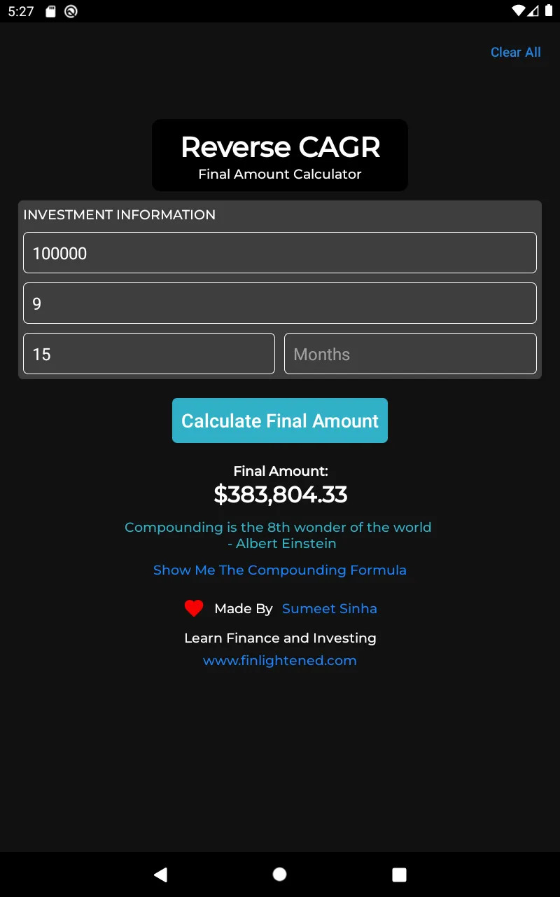 Reverse CAGR Calculator | Indus Appstore | Screenshot
