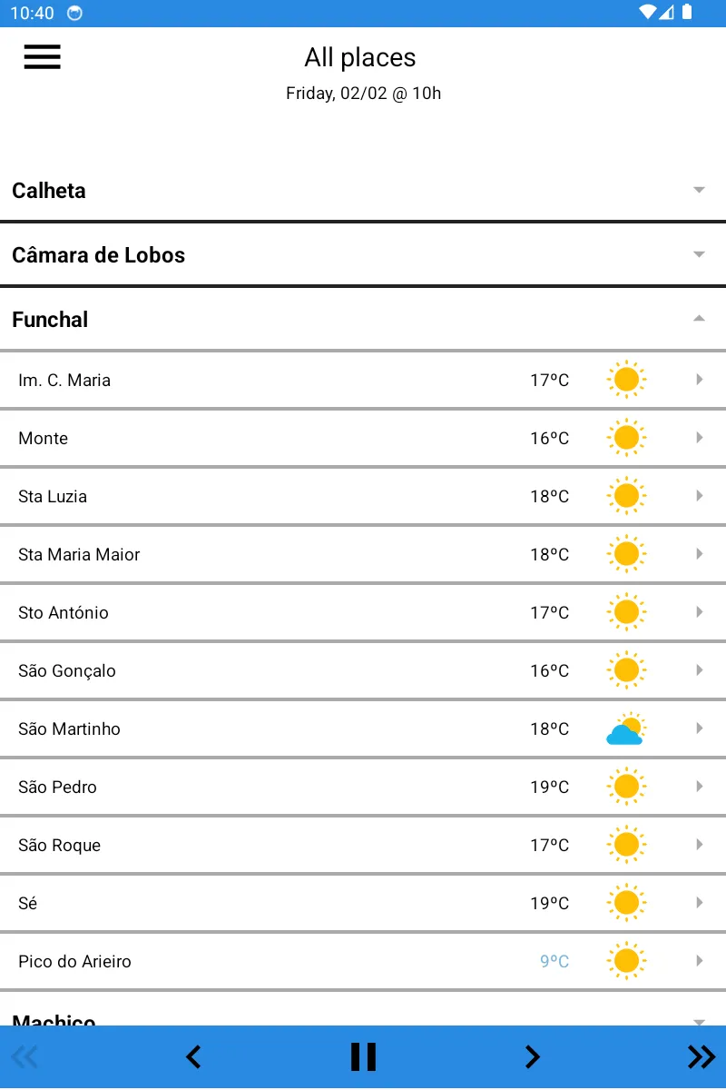 MadeiraWeather | Indus Appstore | Screenshot