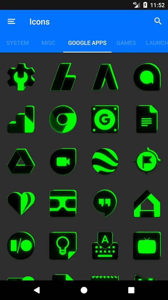 Flat Black and Green IconPack | Indus Appstore | Screenshot