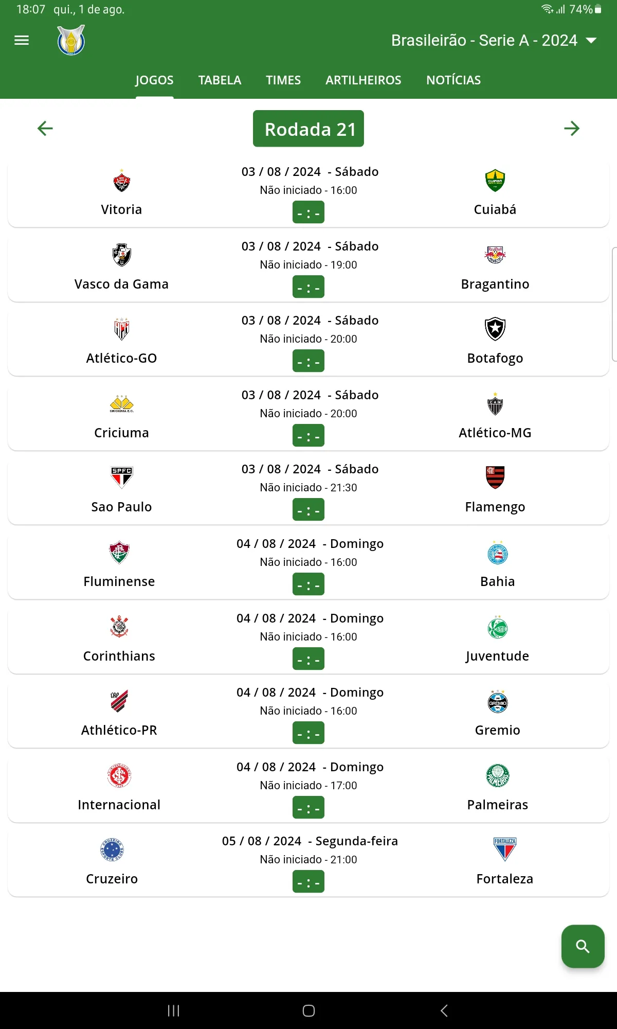 Brasileirão 2024 Série A B e C | Indus Appstore | Screenshot