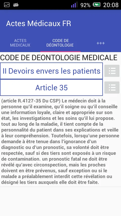 Actes Médicaux Français | Indus Appstore | Screenshot