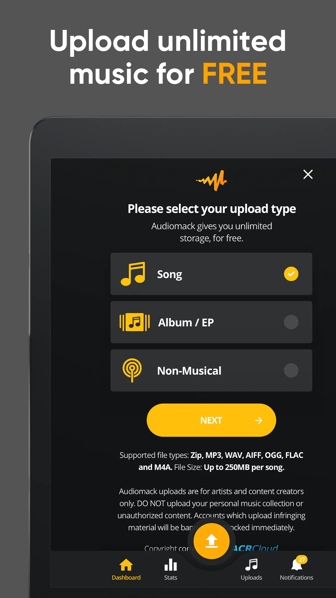 Audiomack Creator-Upload Music | Indus Appstore | Screenshot