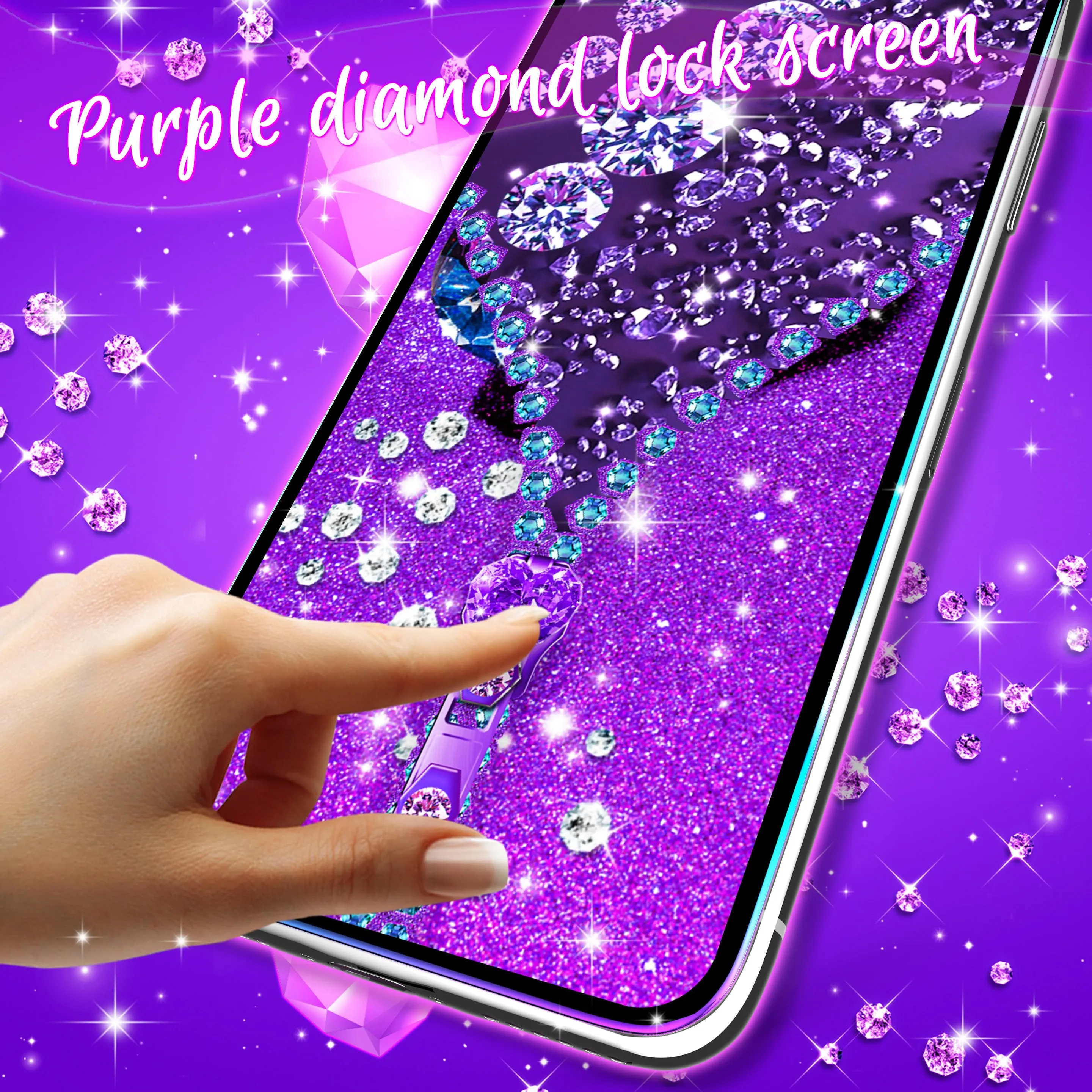 Purple diamond lock screen | Indus Appstore | Screenshot