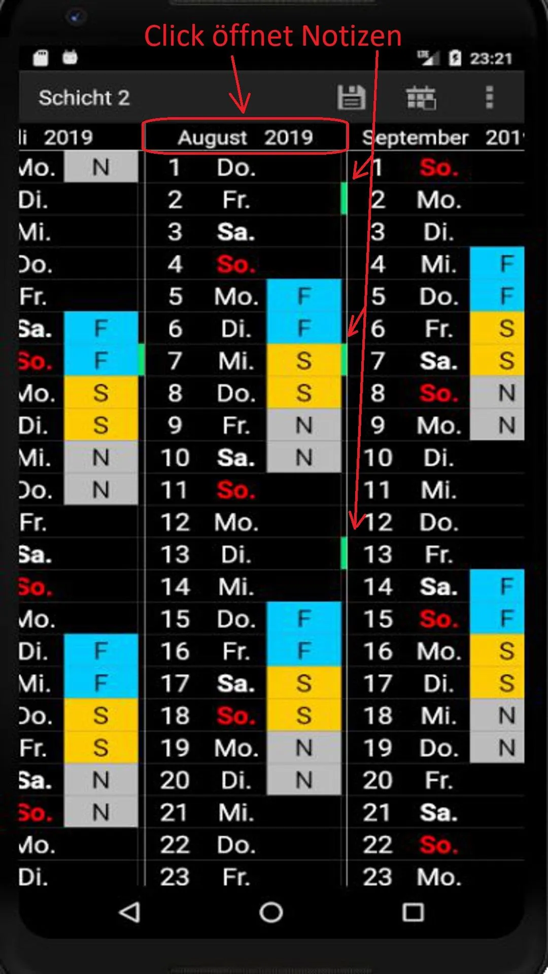 Schichtkalender | Indus Appstore | Screenshot