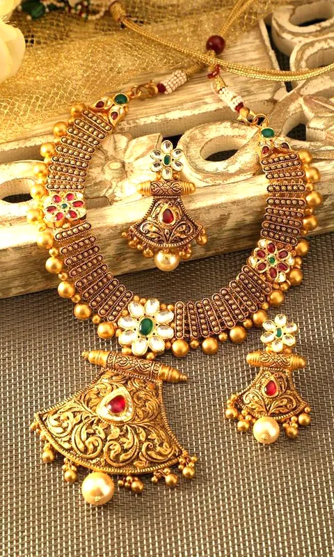 Gold Haram Necklace Collection | Indus Appstore | Screenshot