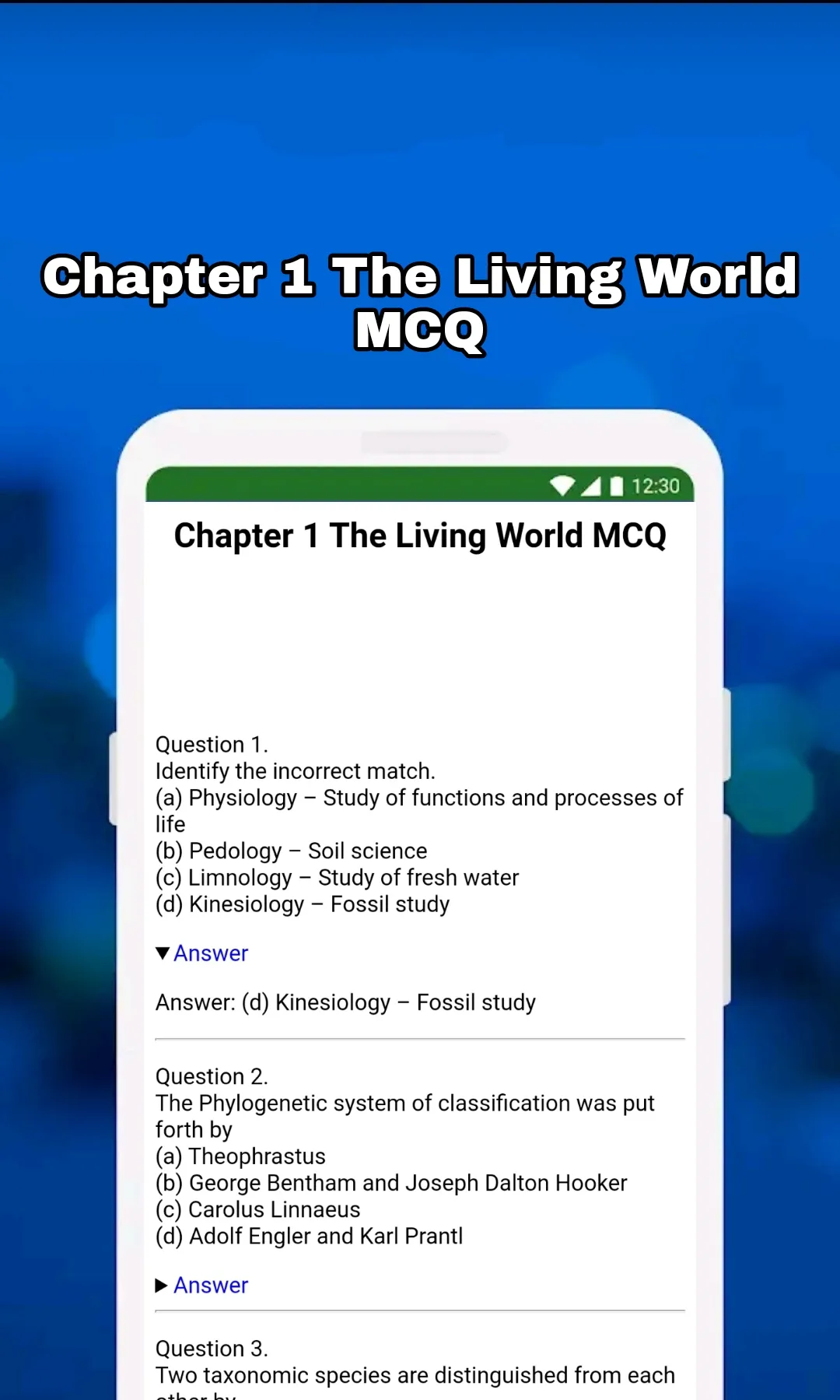 Class 11 Biology Solution MCQ | Indus Appstore | Screenshot