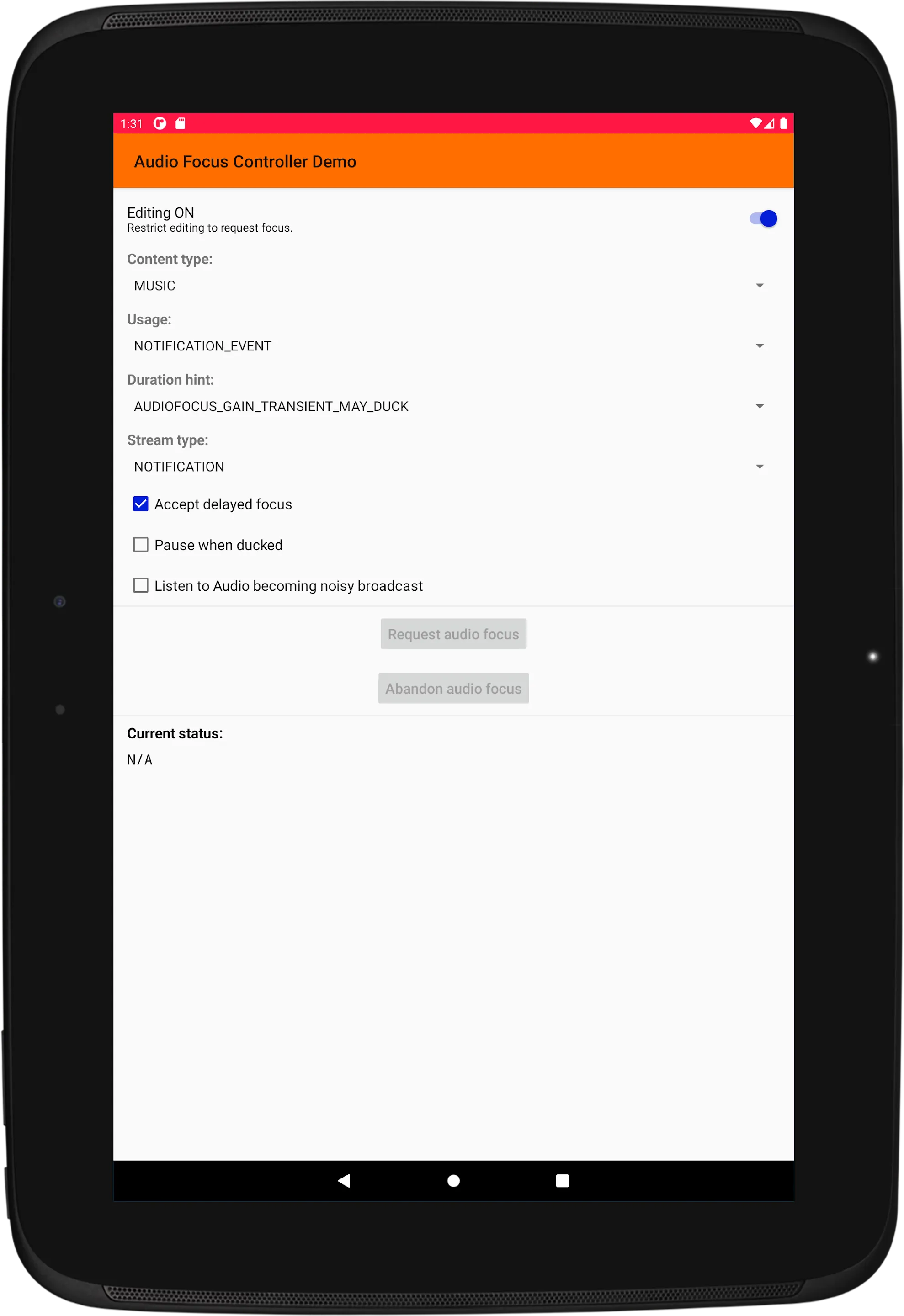 Audio Focus Controller Demo | Indus Appstore | Screenshot