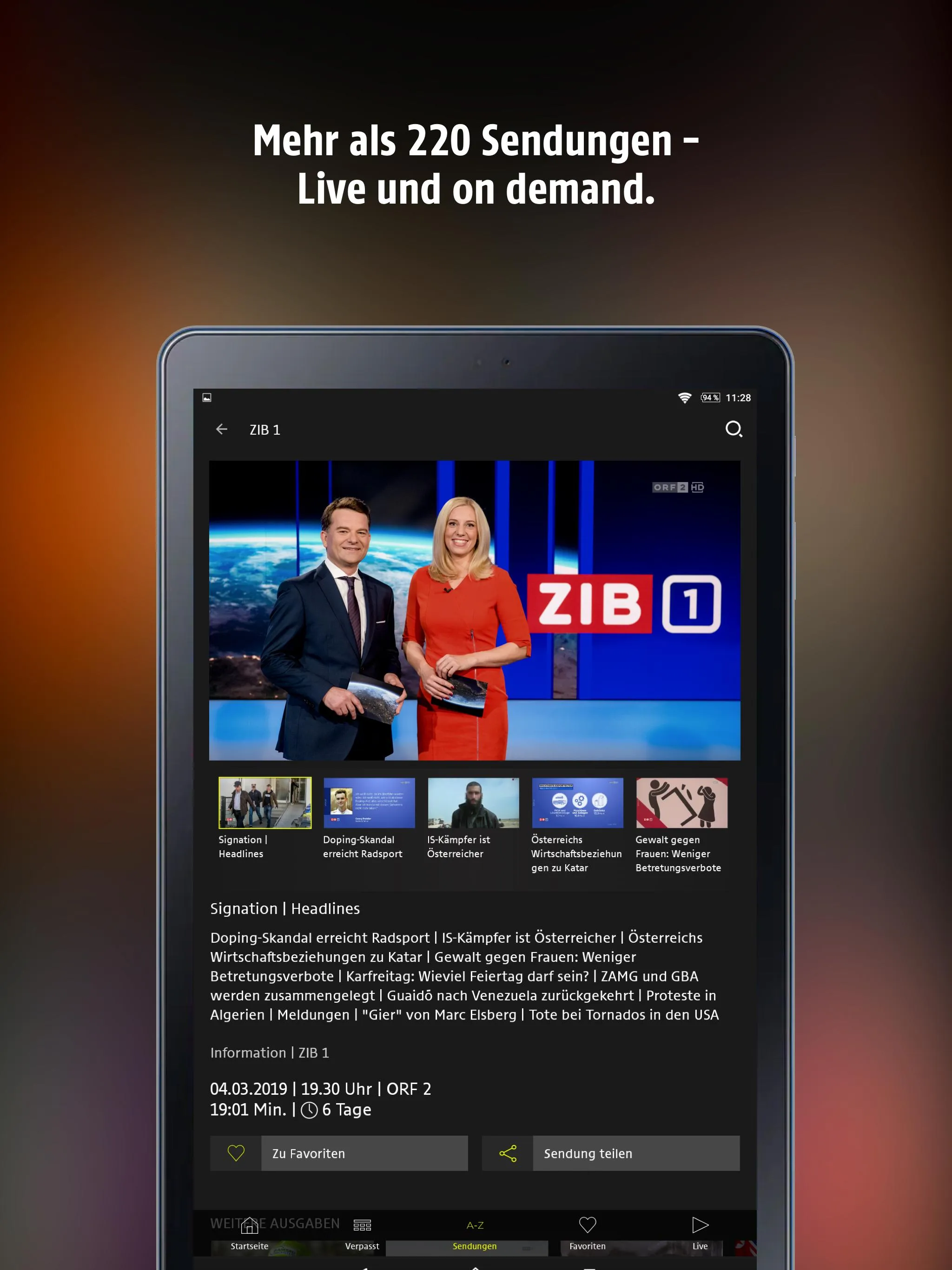 ORF TVthek: Video on demand | Indus Appstore | Screenshot