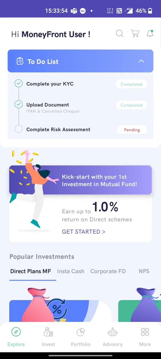 Moneyfront Direct Mutual Funds | Indus Appstore | Screenshot