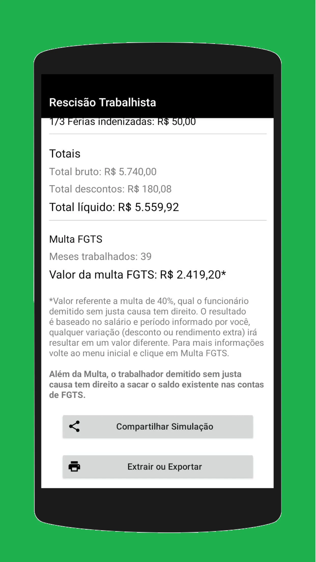 Rescisão Trabalhista | Indus Appstore | Screenshot