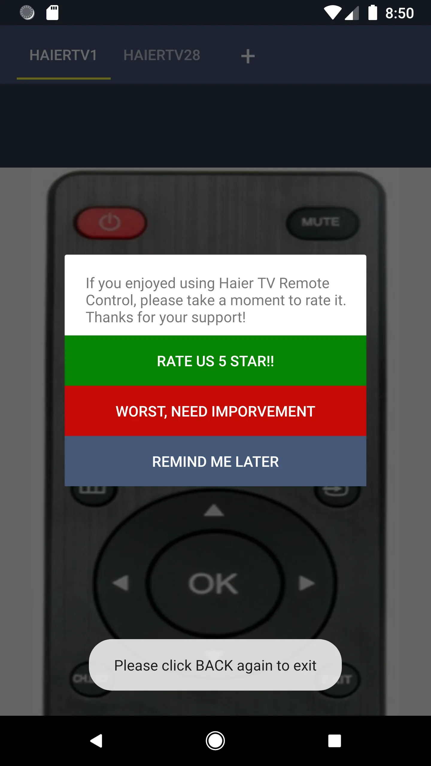 Haier TV Remote | Indus Appstore | Screenshot